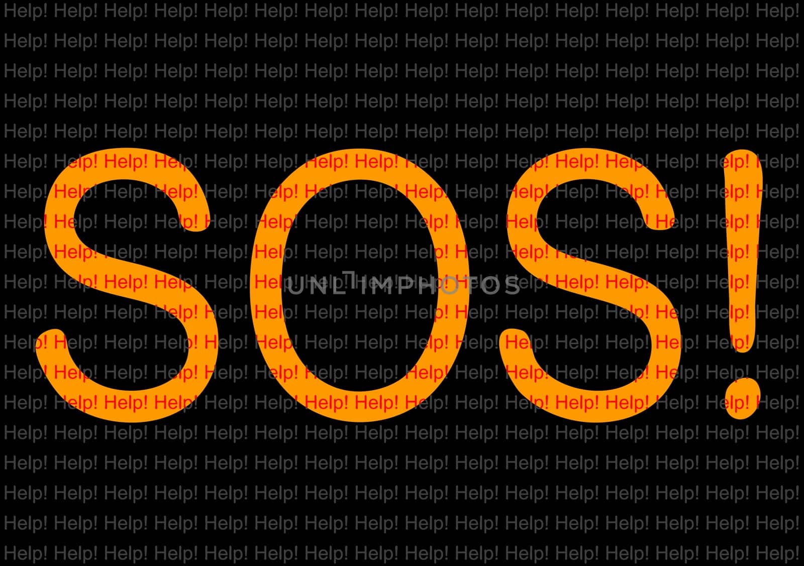 Contrast bright background, help and sos illustration