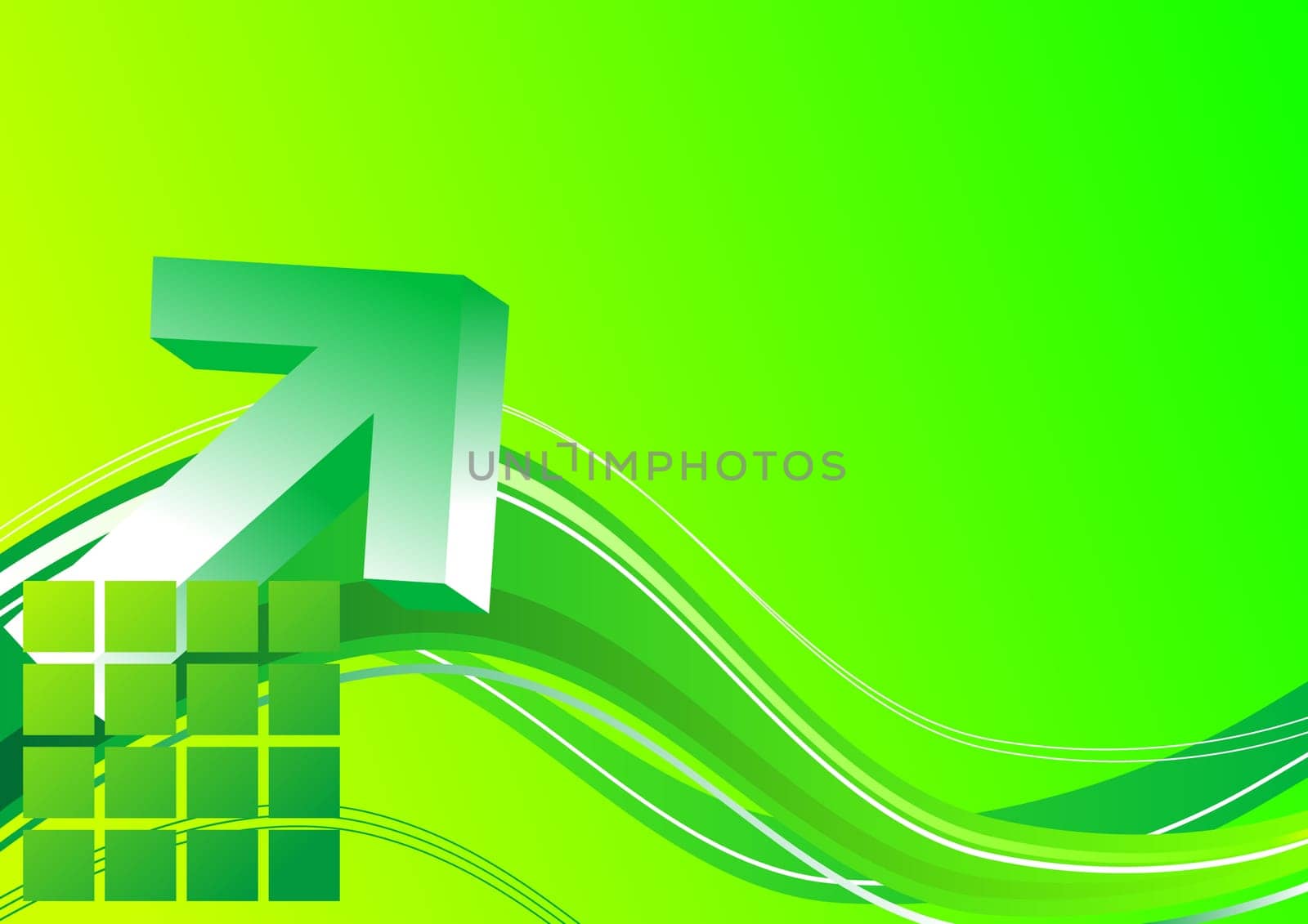 3d arrow on a bright green background