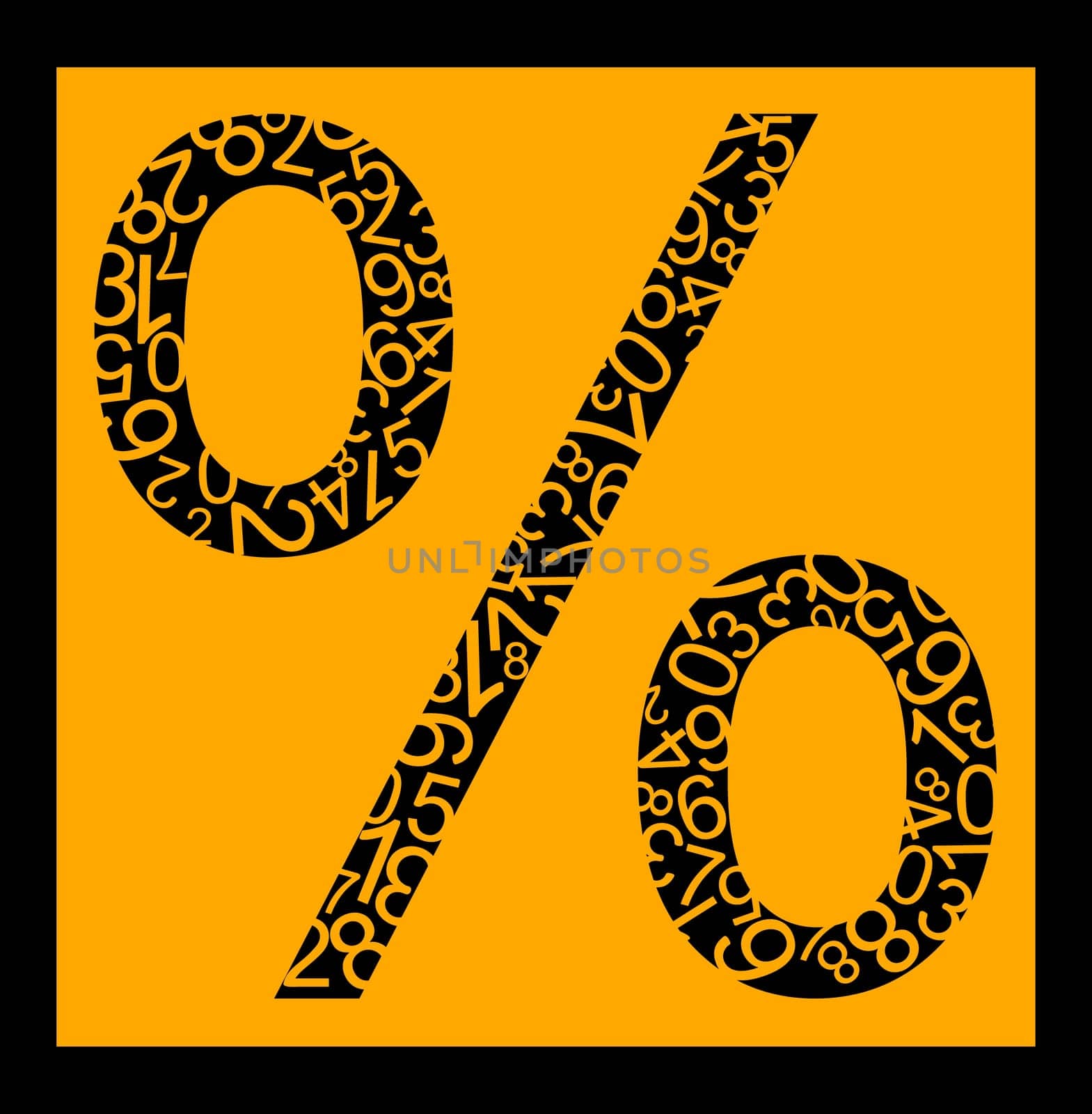 The big badge "percent"" on a bright orange background"