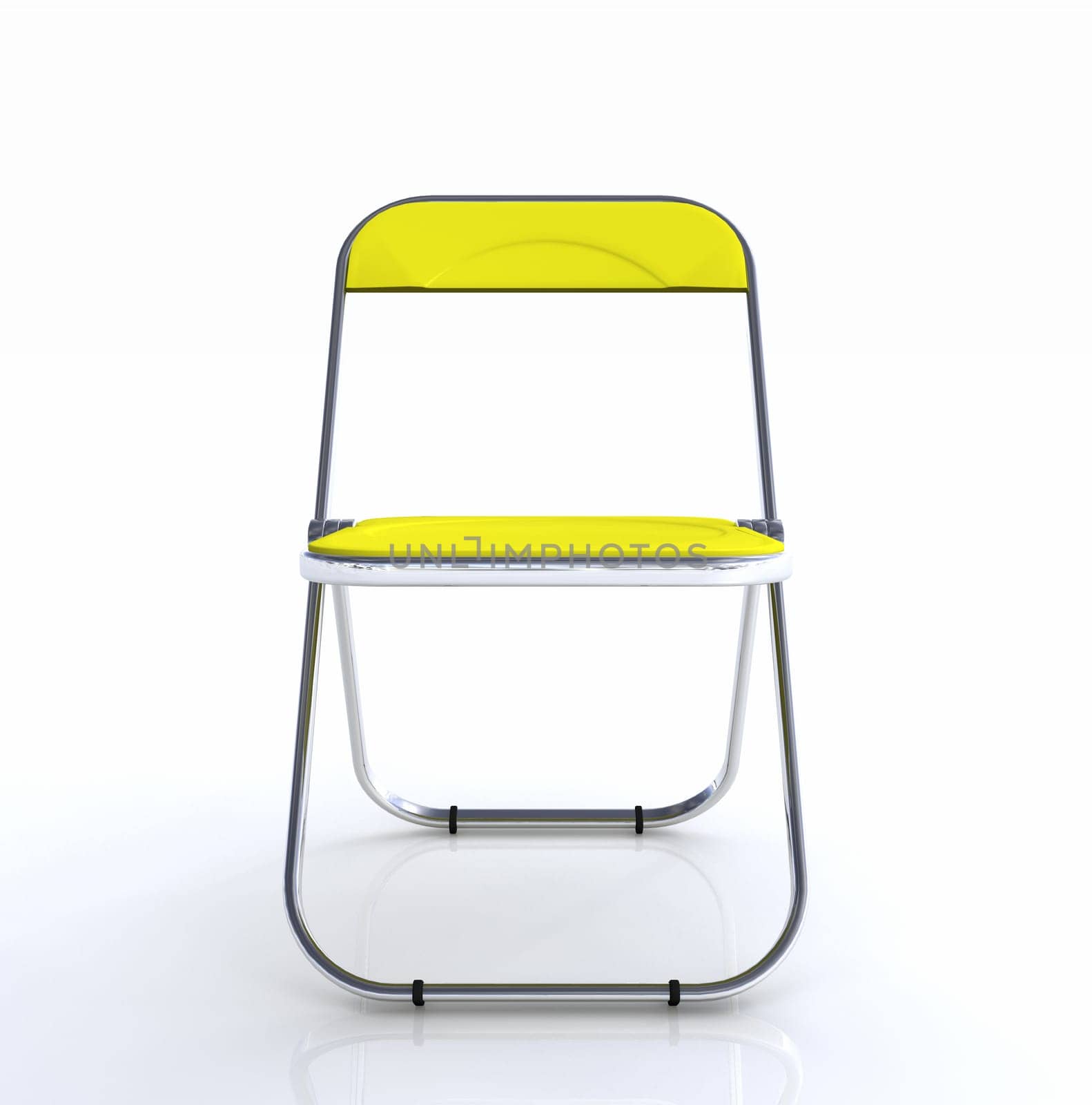 3D Folding Chair Yellow Silver