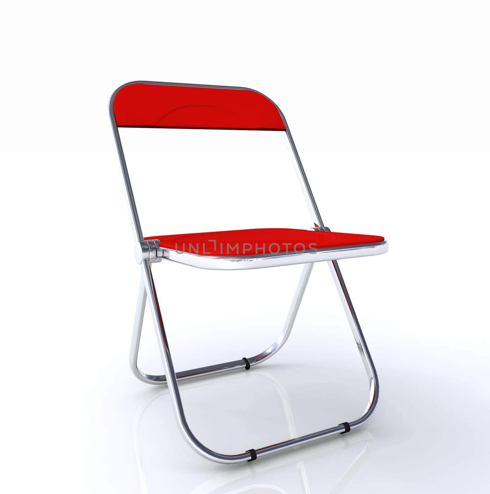 3D Folding Chair Red Silver