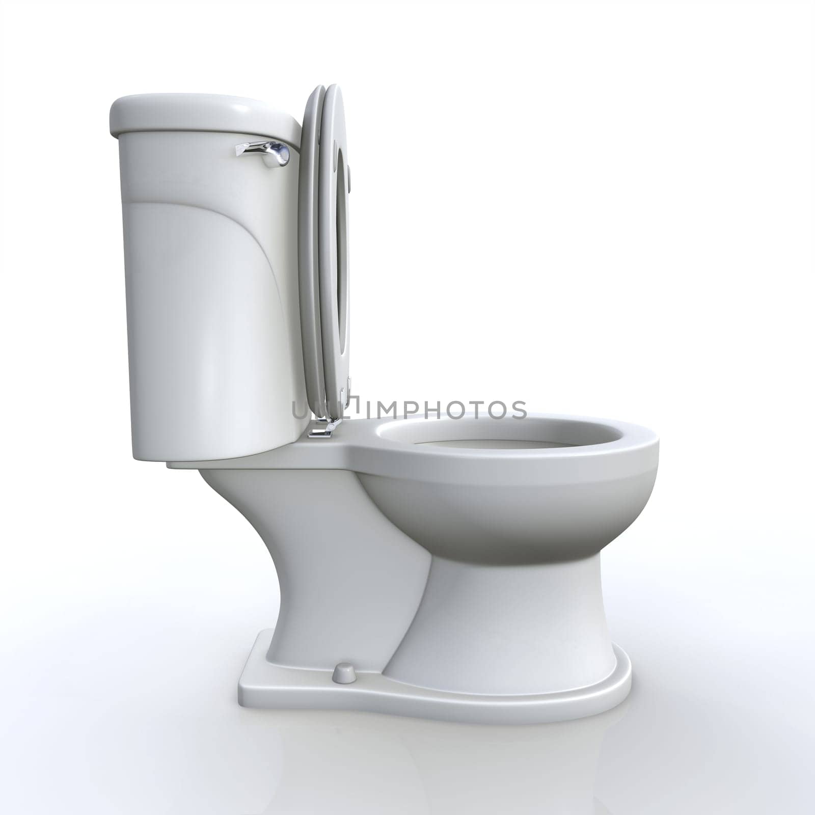 3D toilet open side view