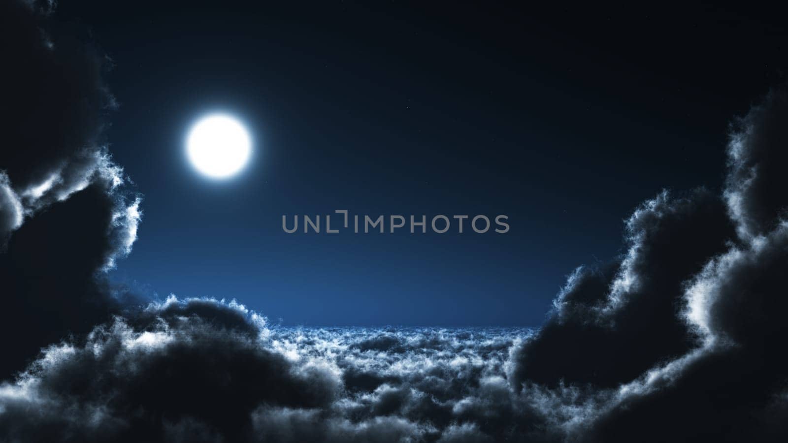 Above the clouds in the moonlight
