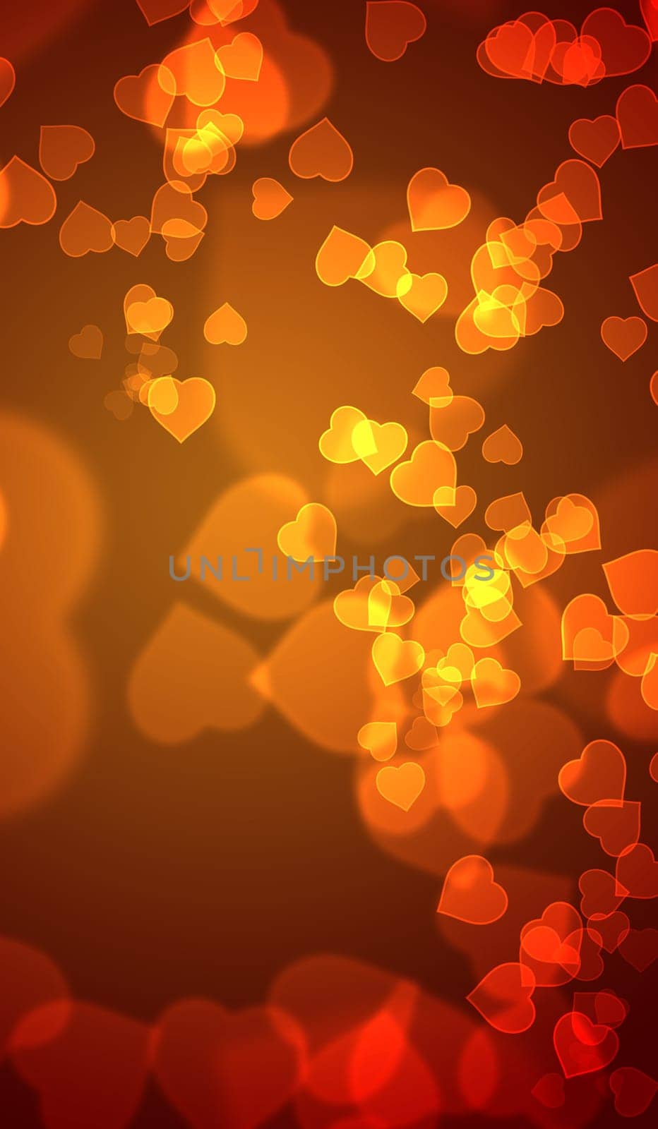 Background Full of Hearts Orange Red