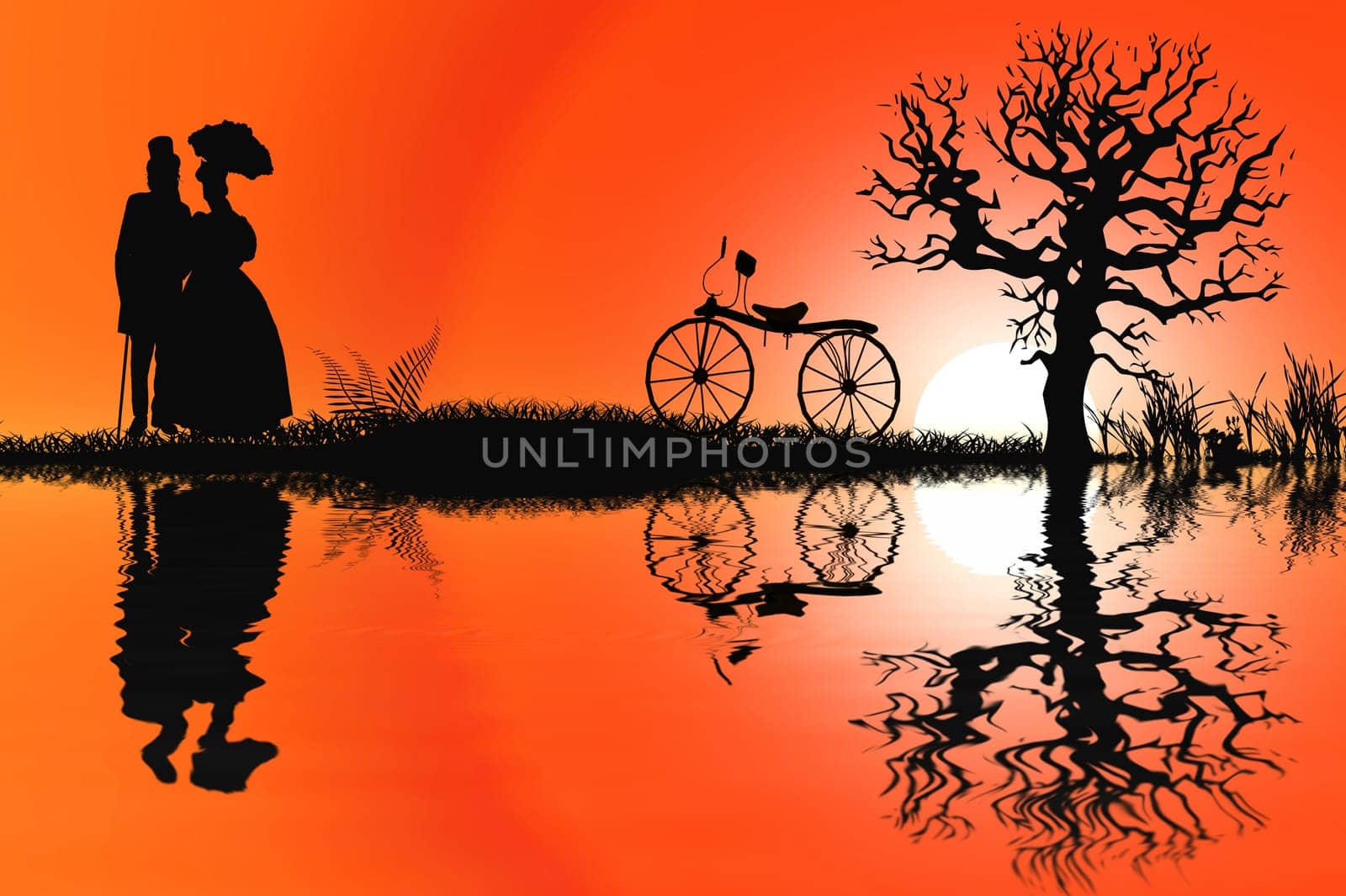 Sunset and bike,nostalgic