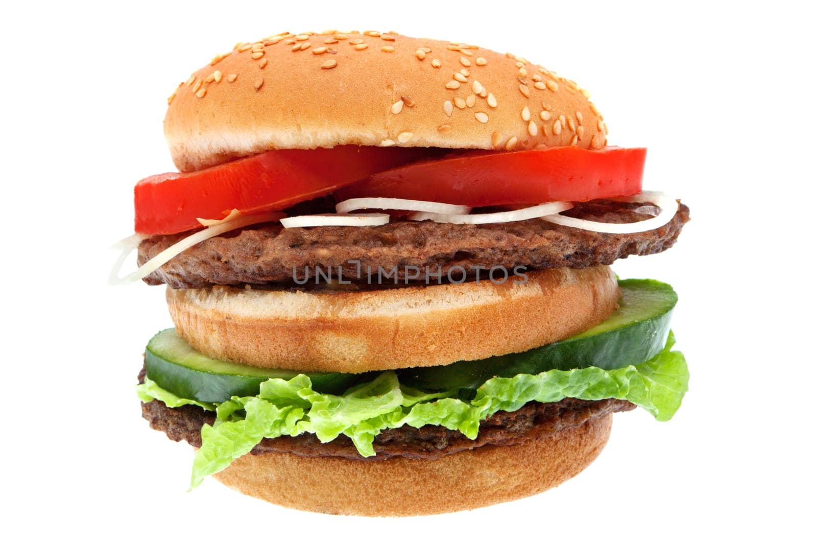 Hamburger,popular fast food against white background