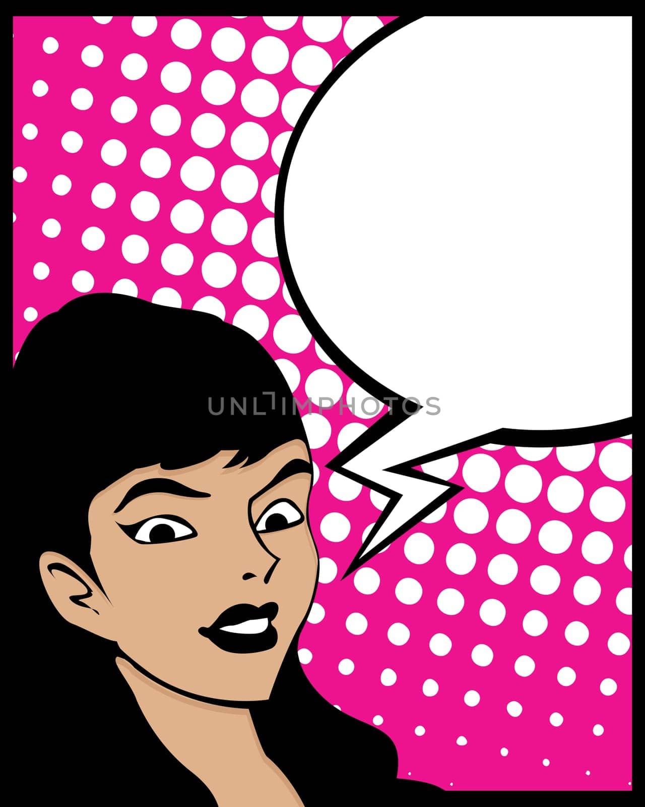 Pop Art style graphic with woman and speech bubble