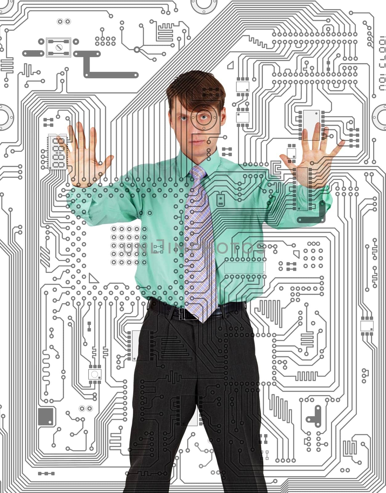 A man held captive by the electronics