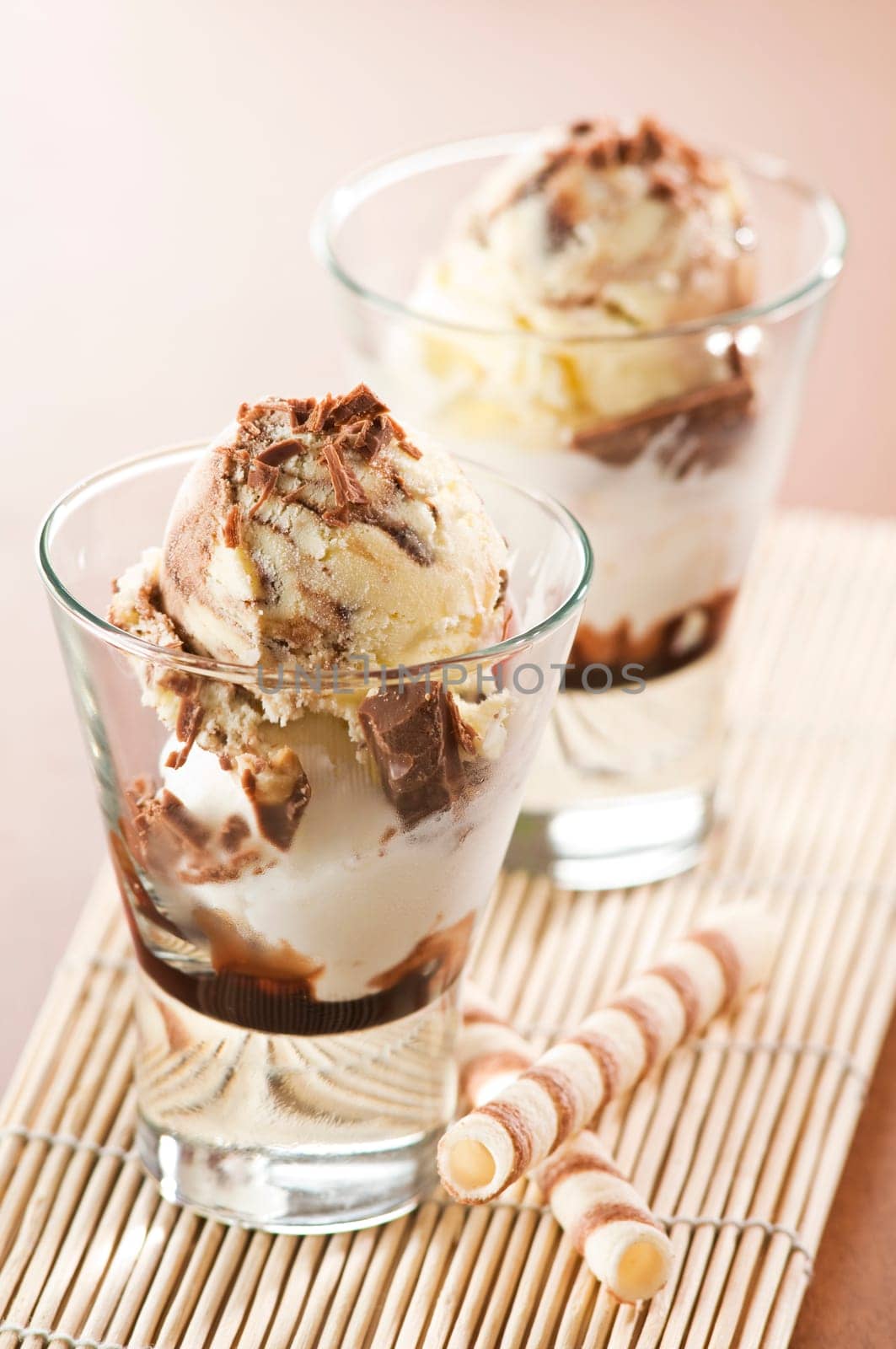 Fresh chocolate ice cream close up shoot