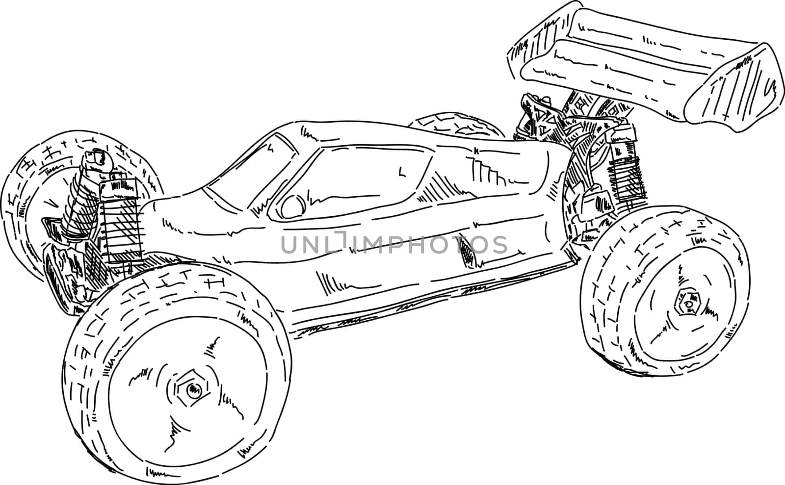vector - hand draw RC buggy car isolated on background