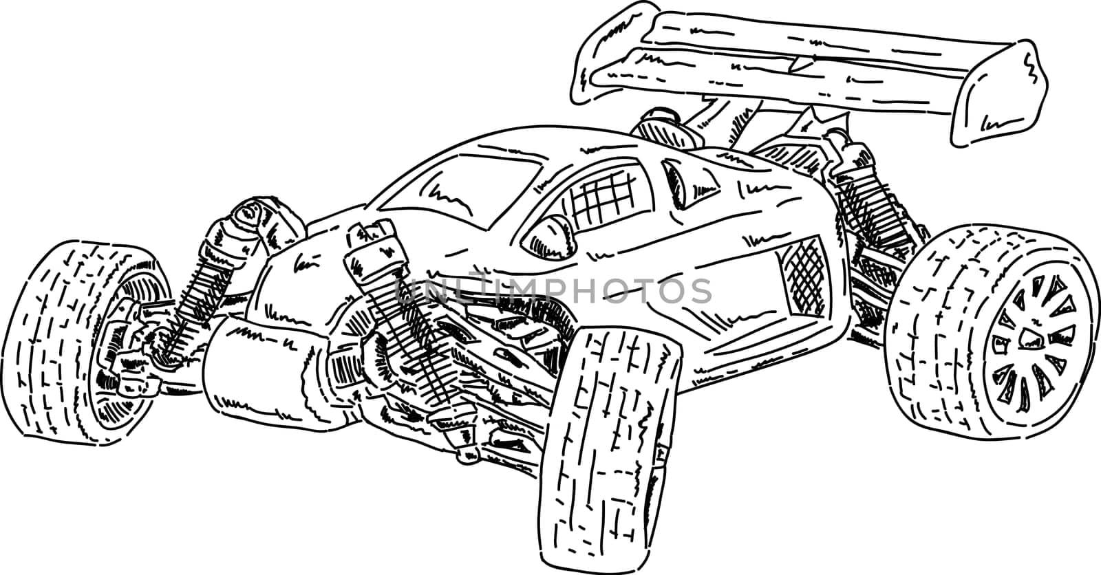 vector - hand draw RC buggy car isolated on background