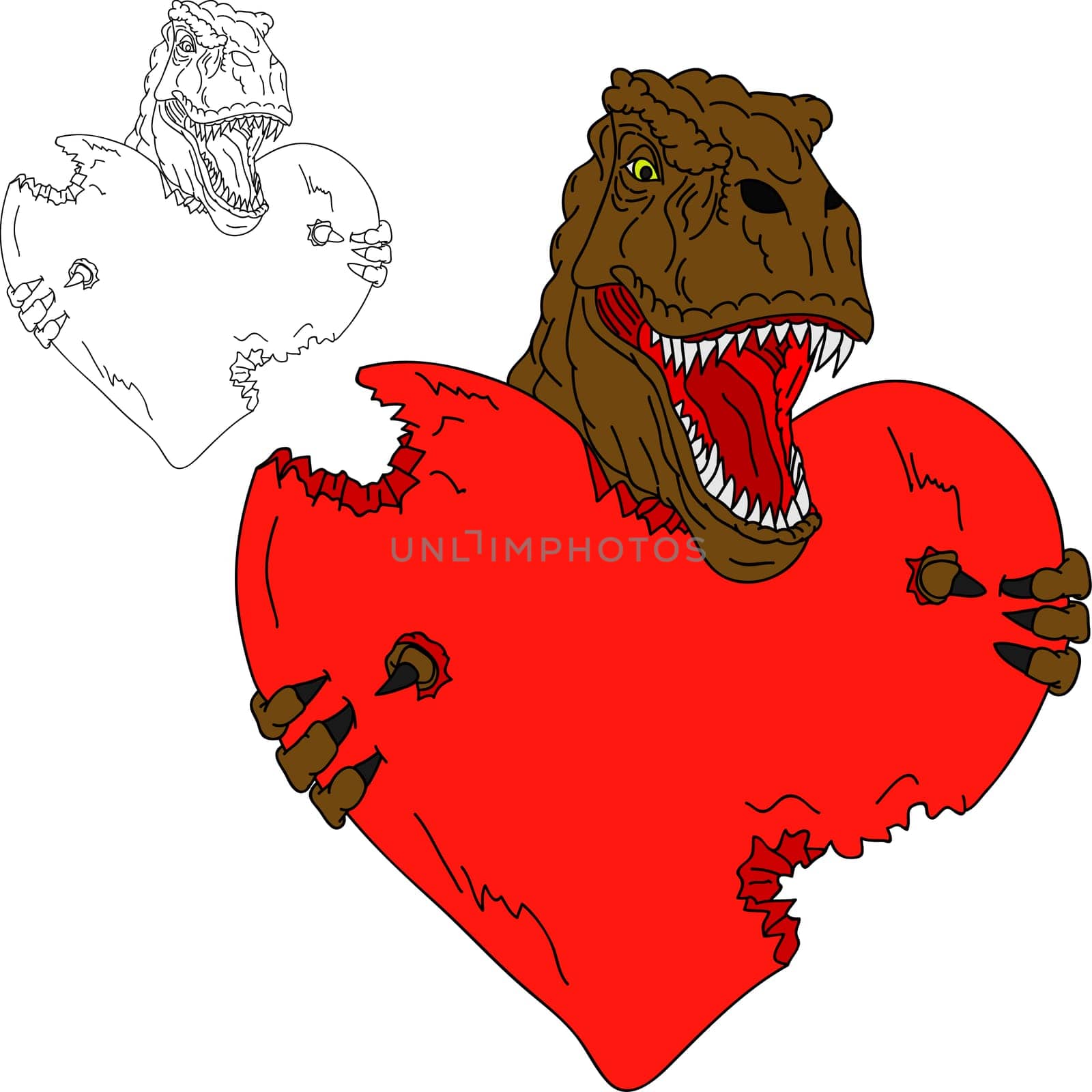 vector - dinosaur t rex like Valentine isolated on background