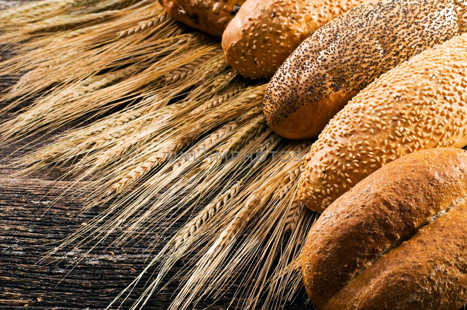 Fresh beautiful bread background close up shoot