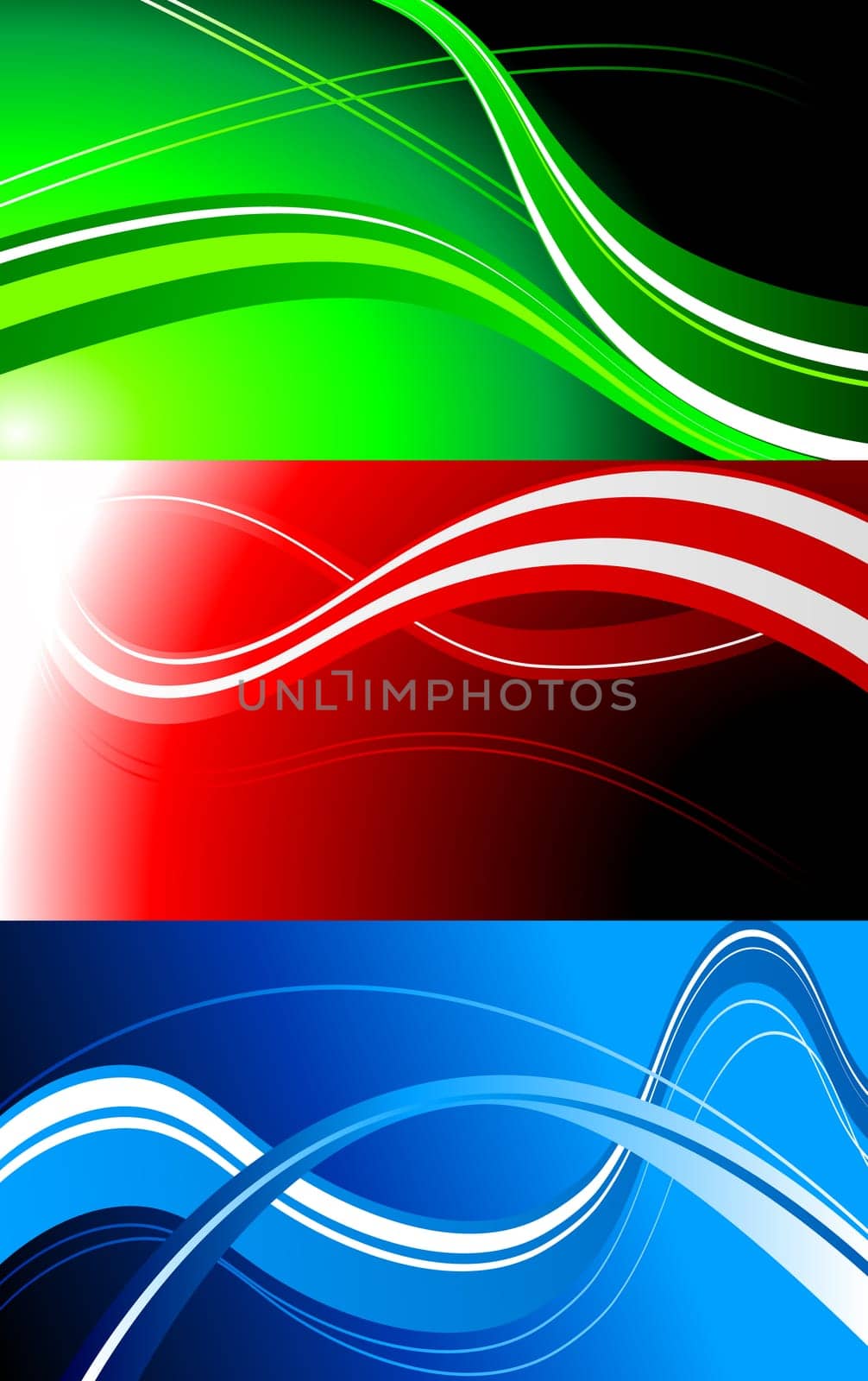 set of colourful banners: waves on bright backgrounds