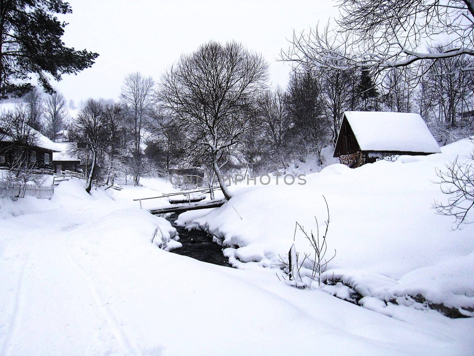 Winter, snow and ice. Tranquil winter landscape.