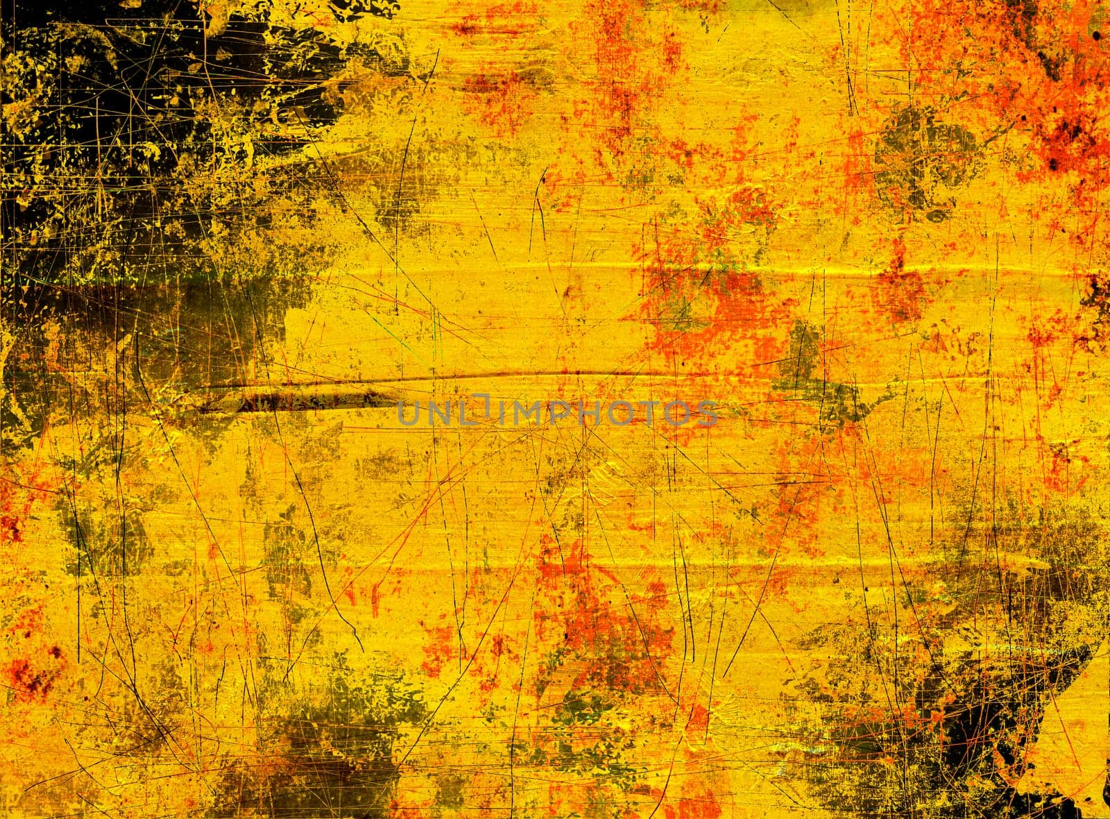 Strokes Scratches Lines Grunge on Gold Paint