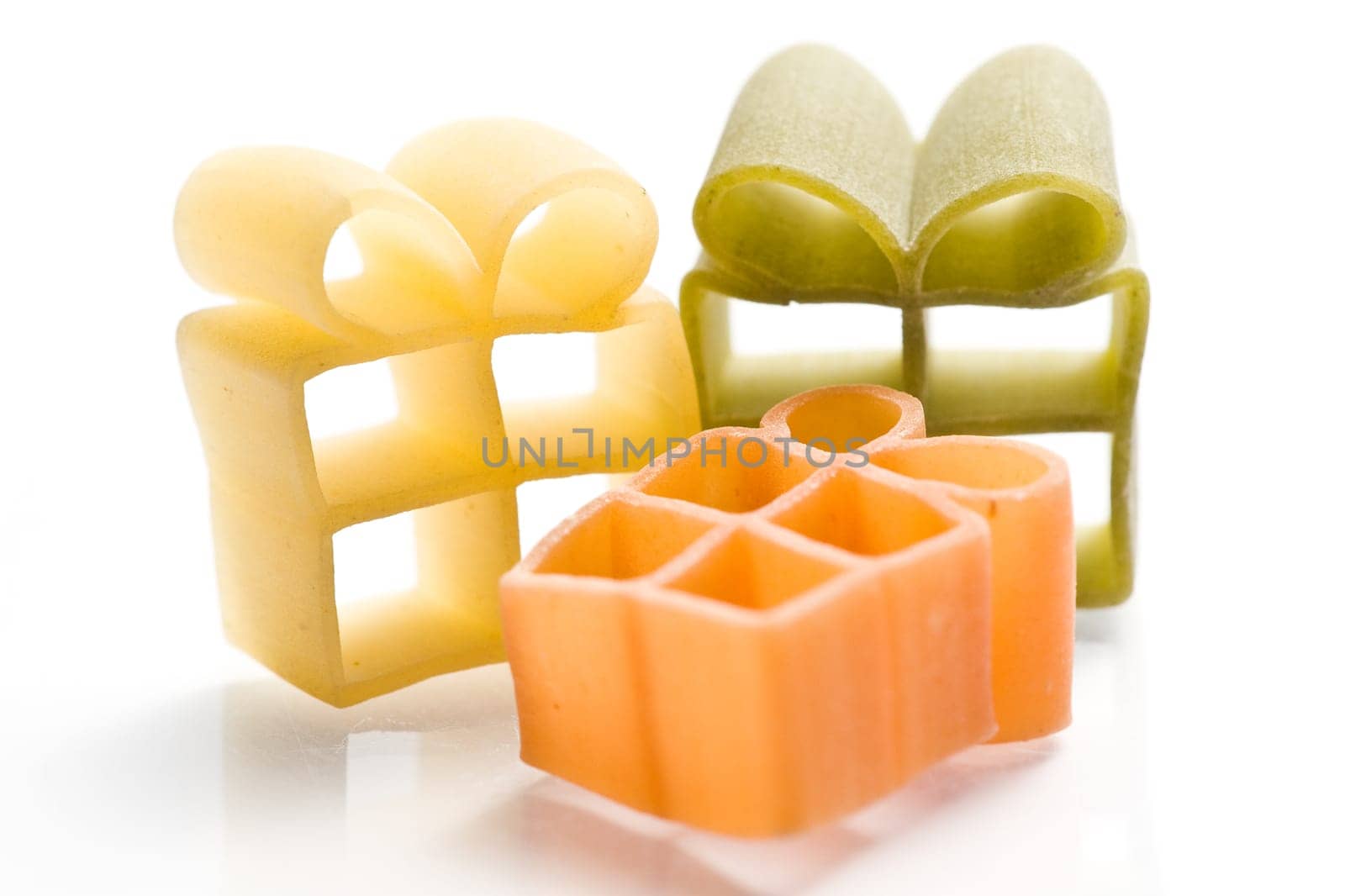 Christmas noodles on white background in different shapes