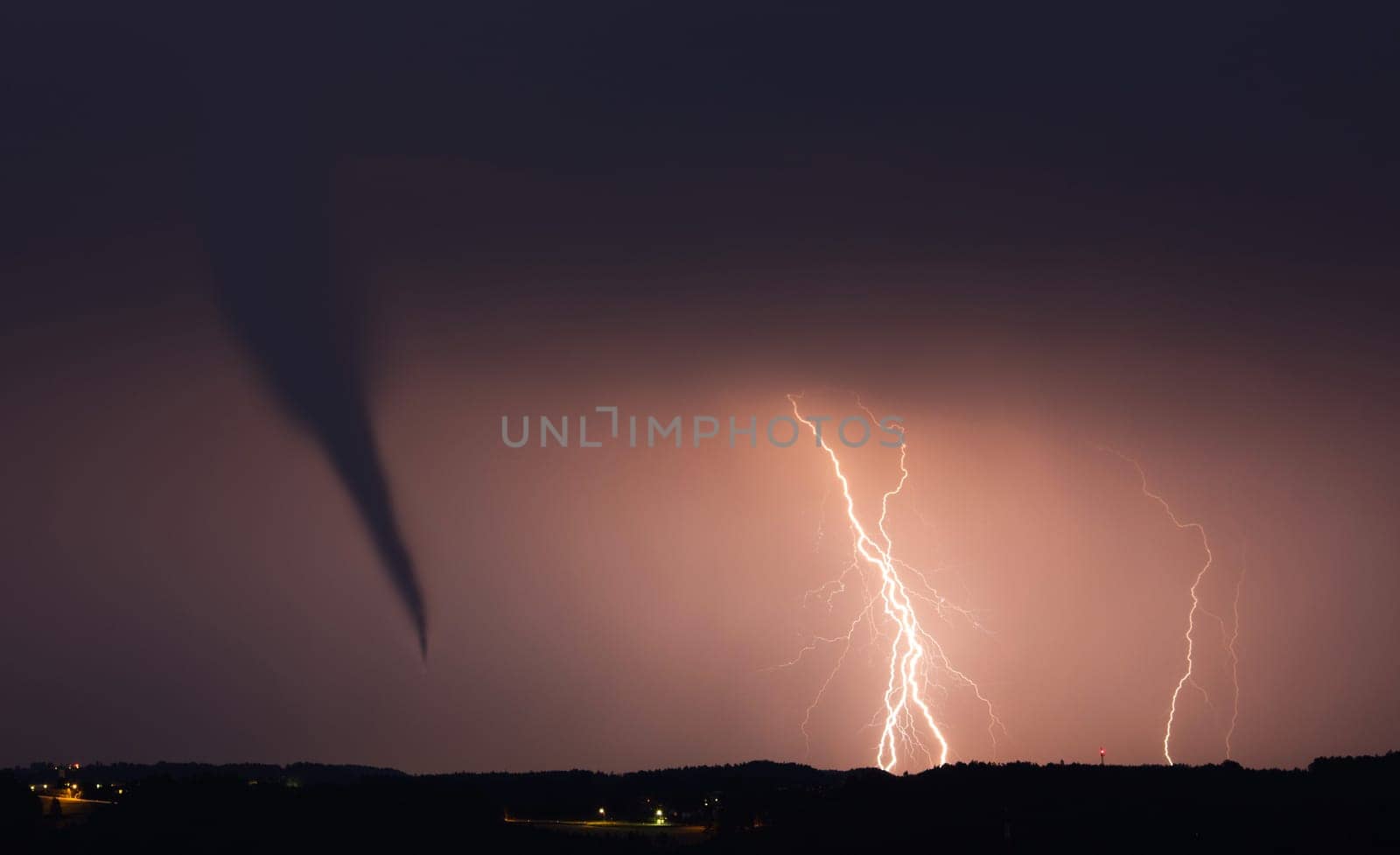 Tornado with lightning