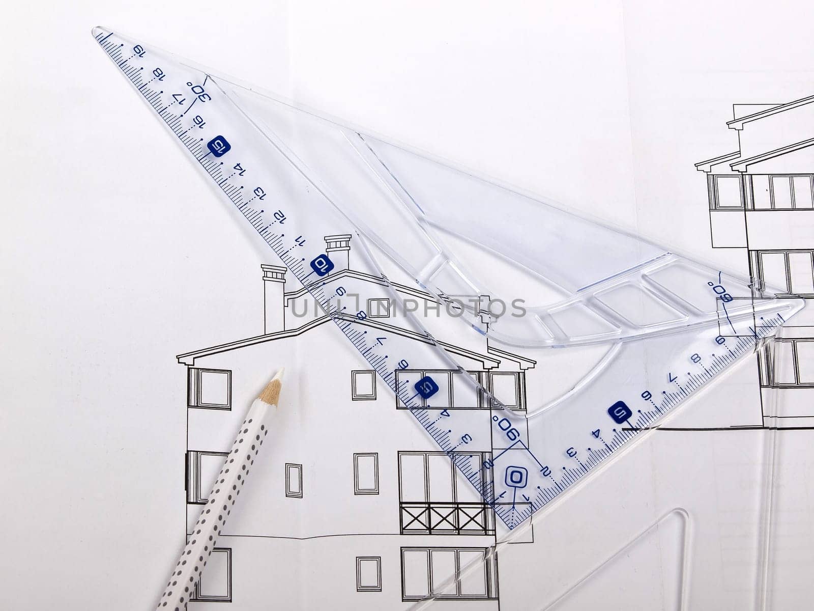 project of a new house with pen and ruler