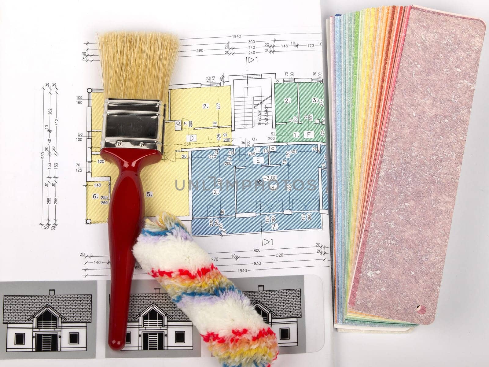 project and color swatch with carpenter tools