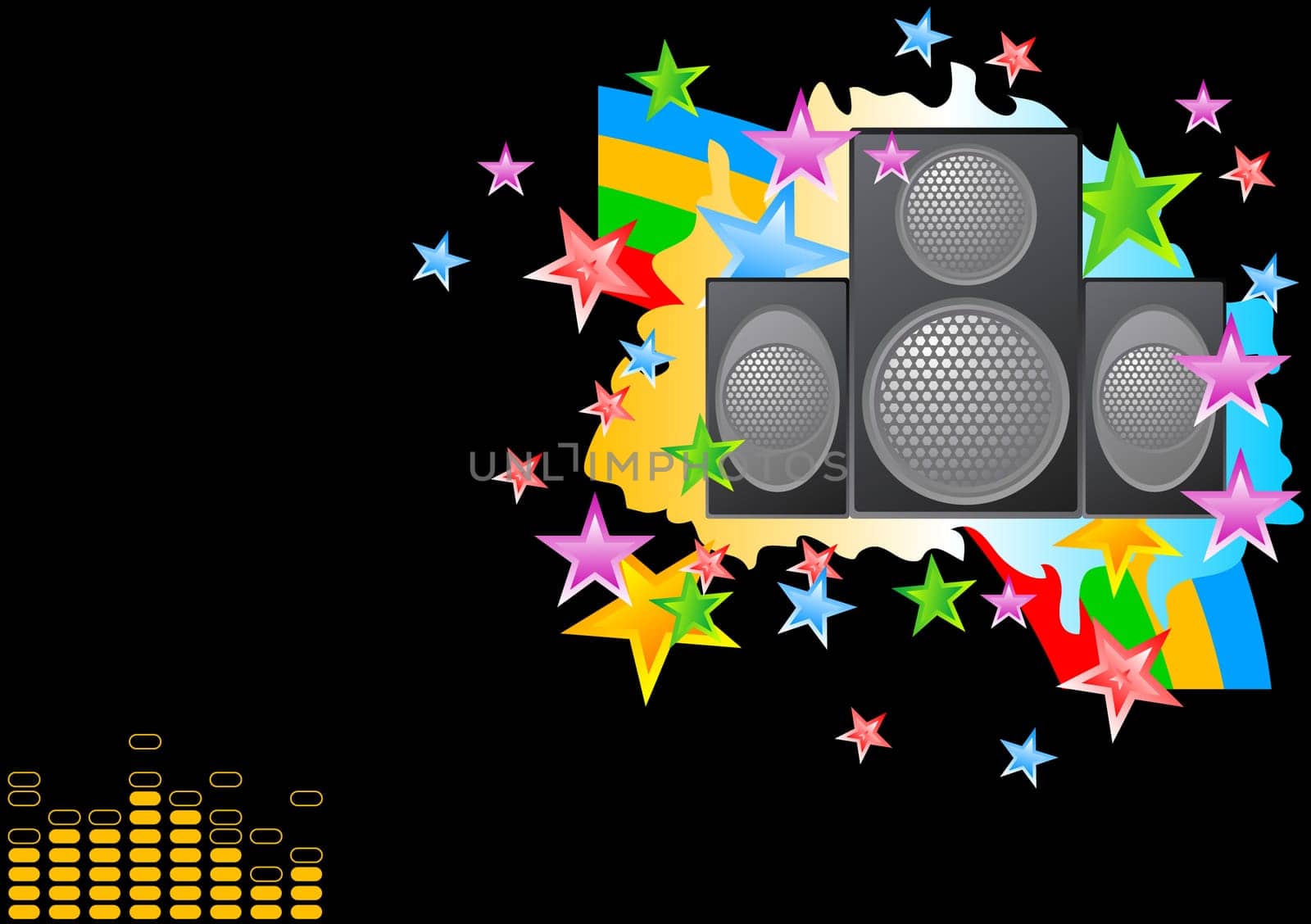 Bright musical image on a black background