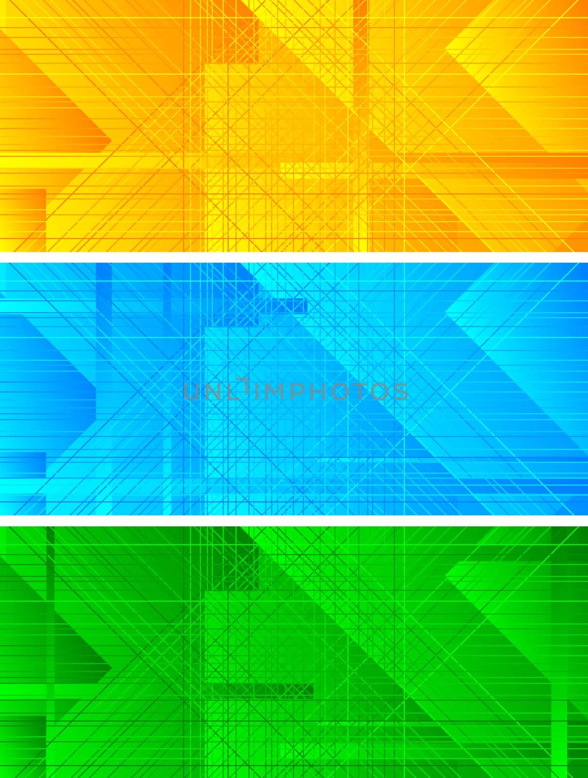 Set of three bright banners