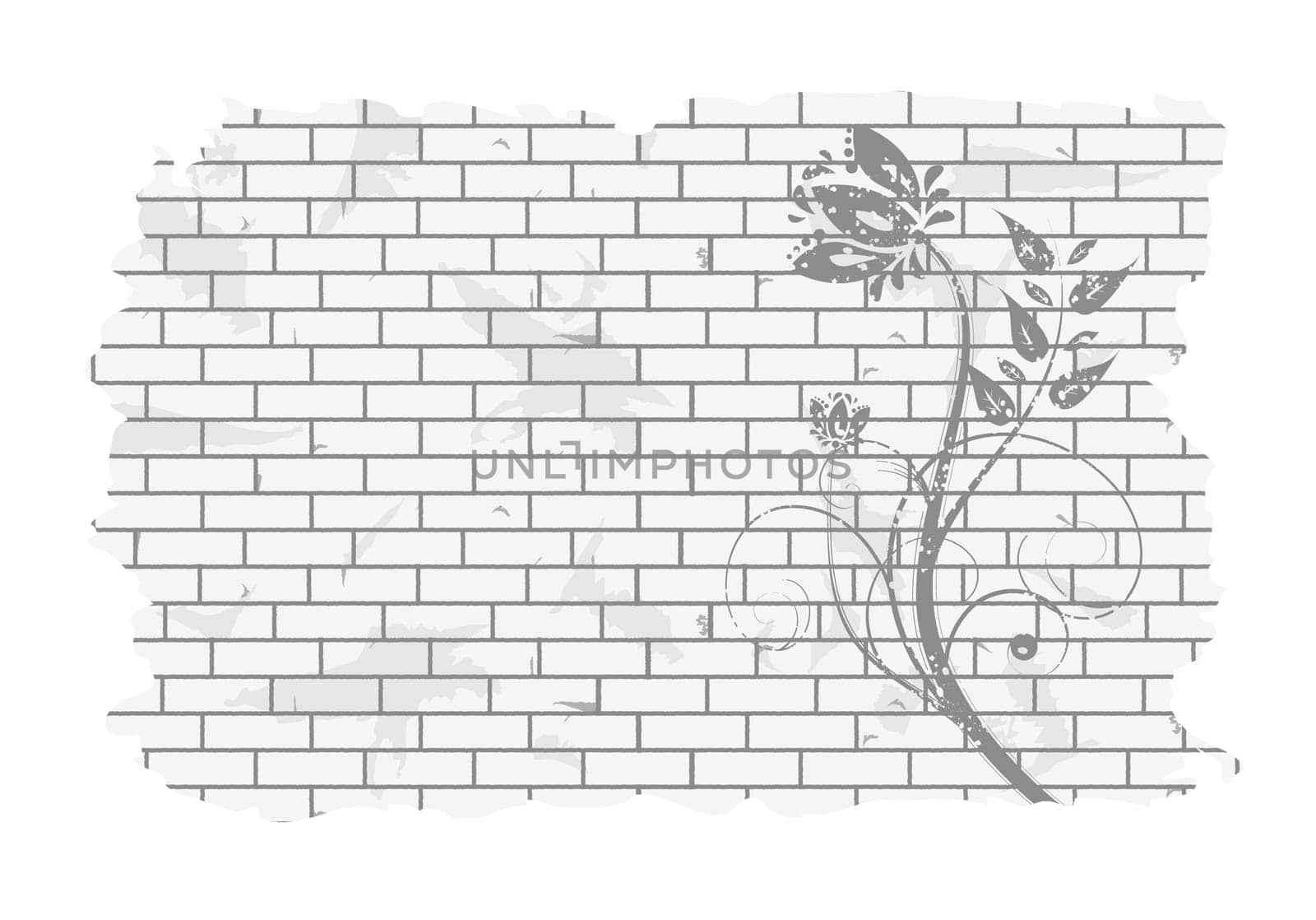 Floral pattern on a brick wall