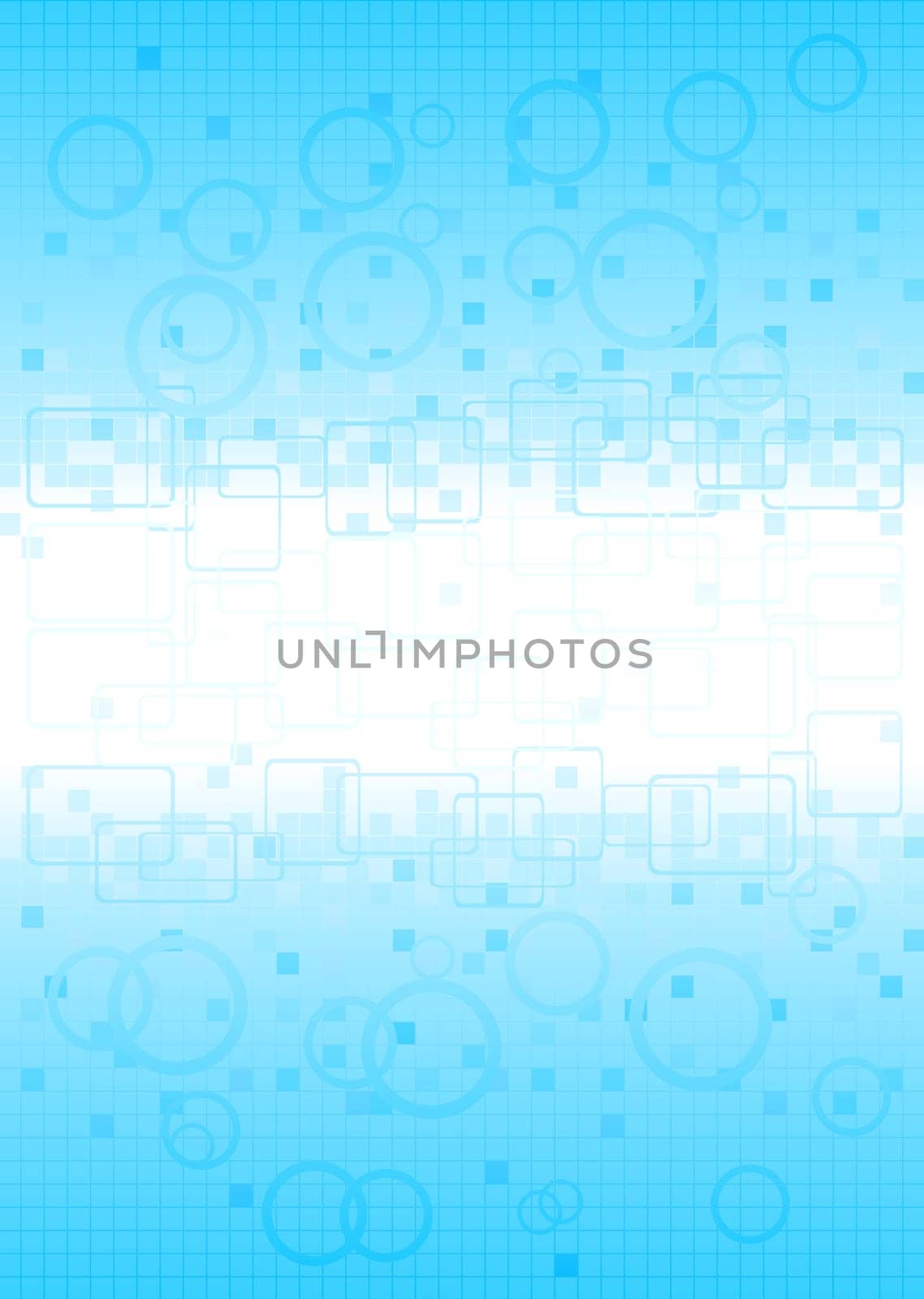 Two-coloured bright background with circles and squares