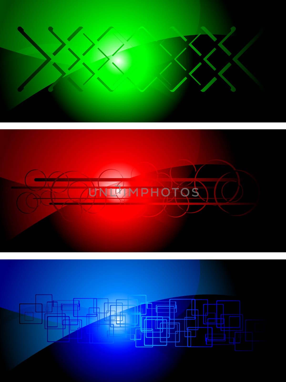 Set of three dark banners, eps 10