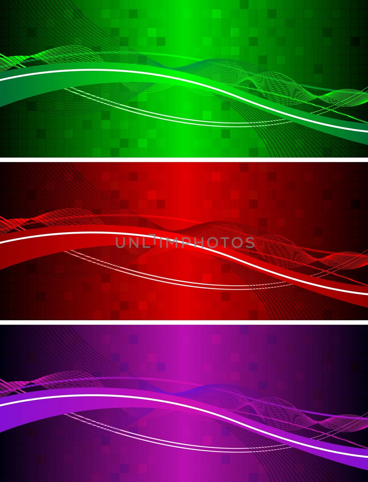 Set of abstract wavy banners