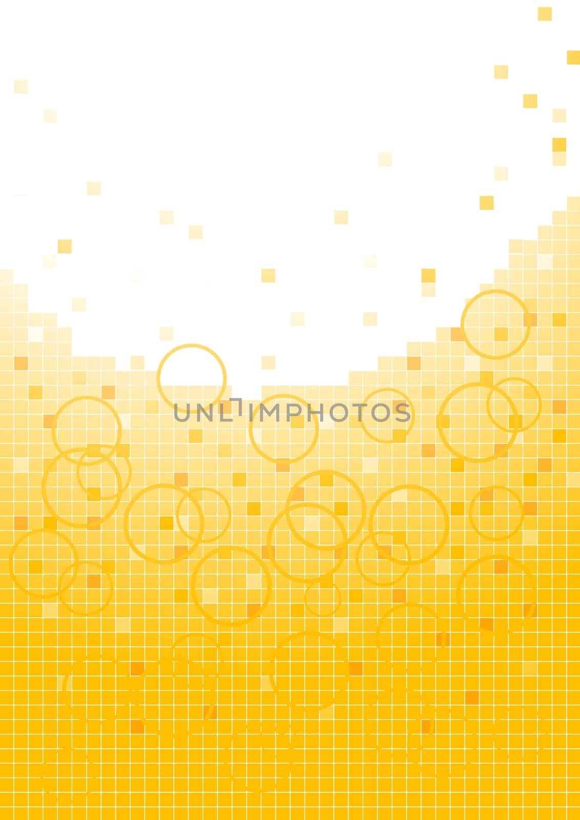 Two-coloured bright background with circles and squares