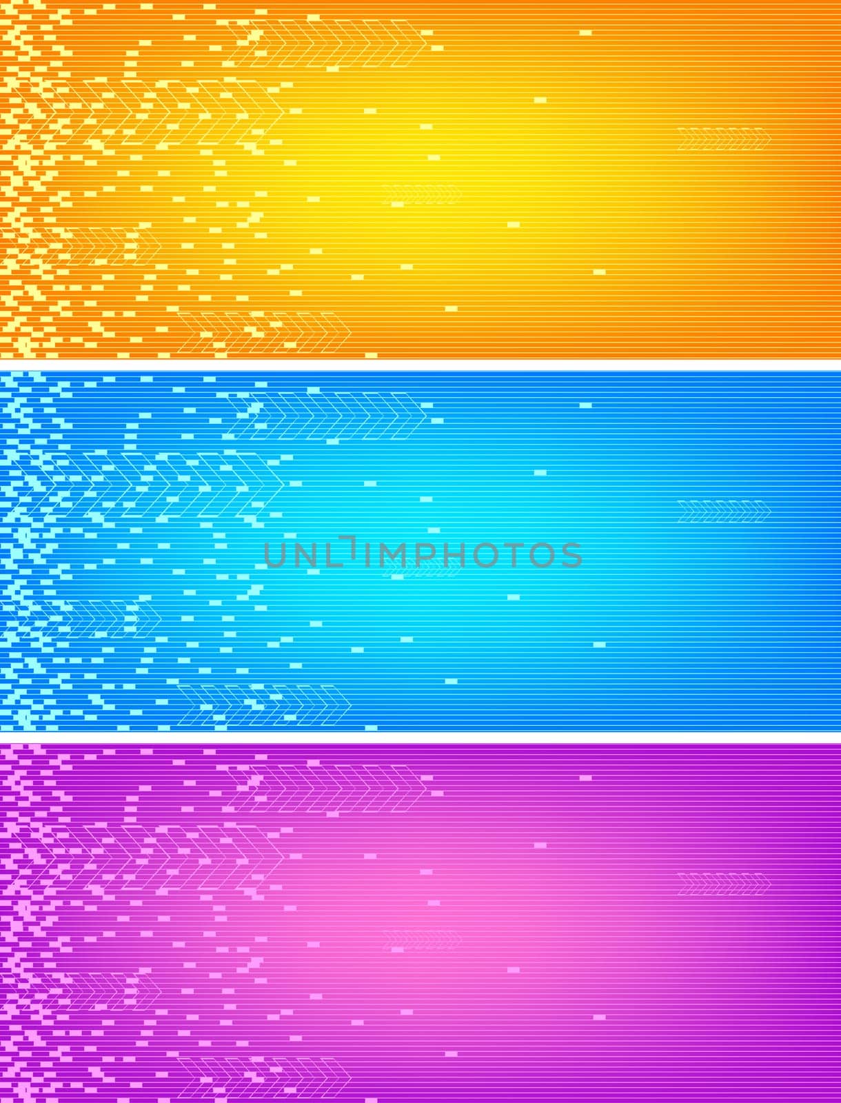 Set of three colourful banners for your design