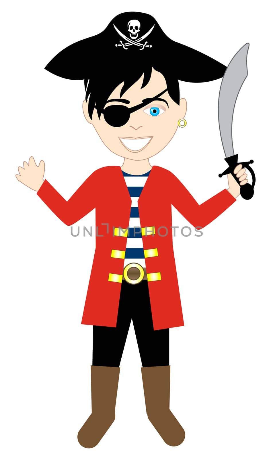 Vector of a Pirate boy in a costume.