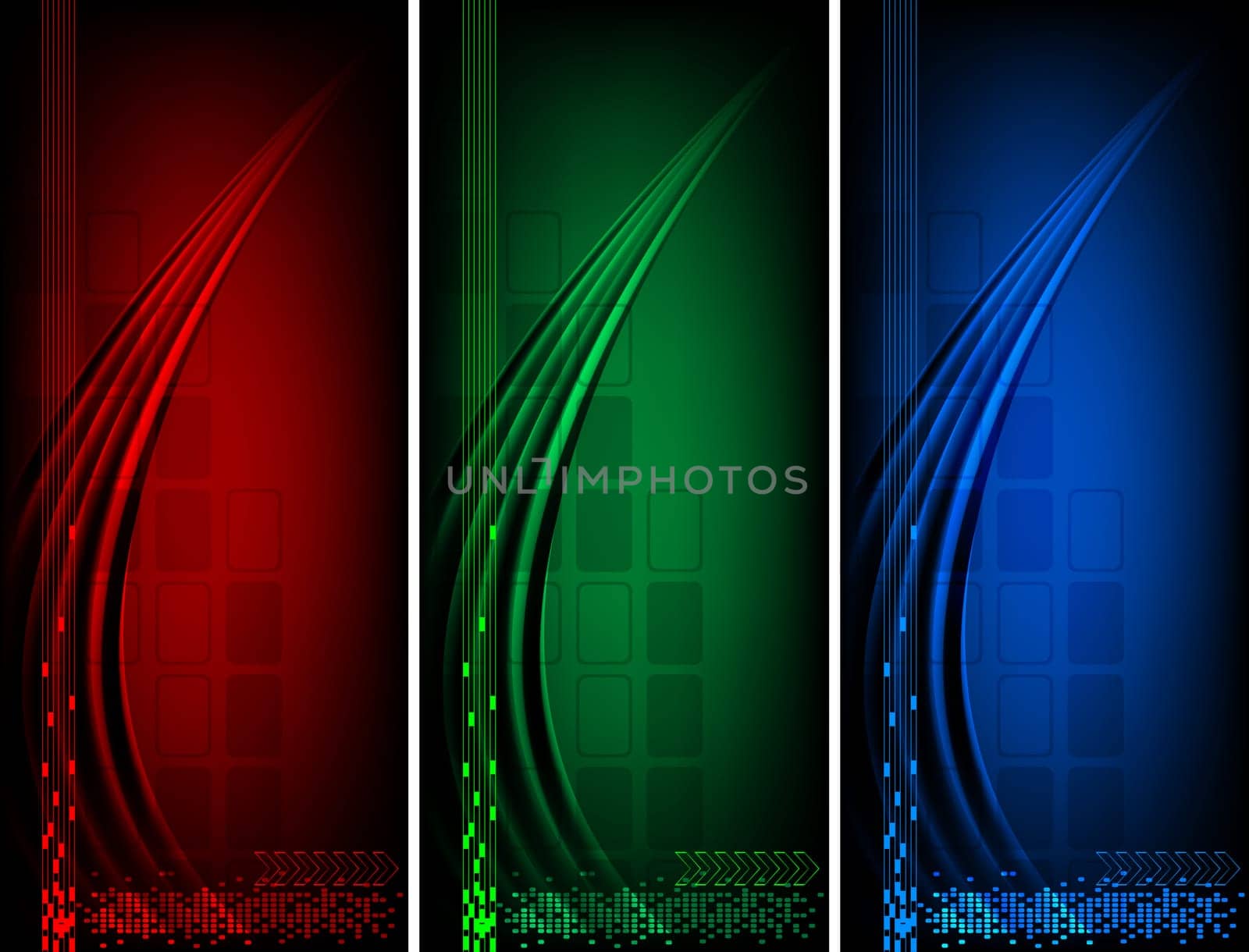 Set of three dark banners, eps 10
