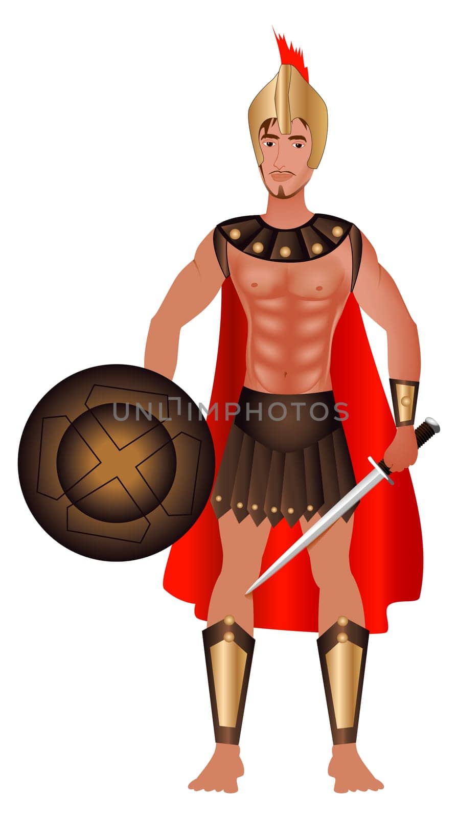 Vector Illustration of a Greek Warrior in Costume.