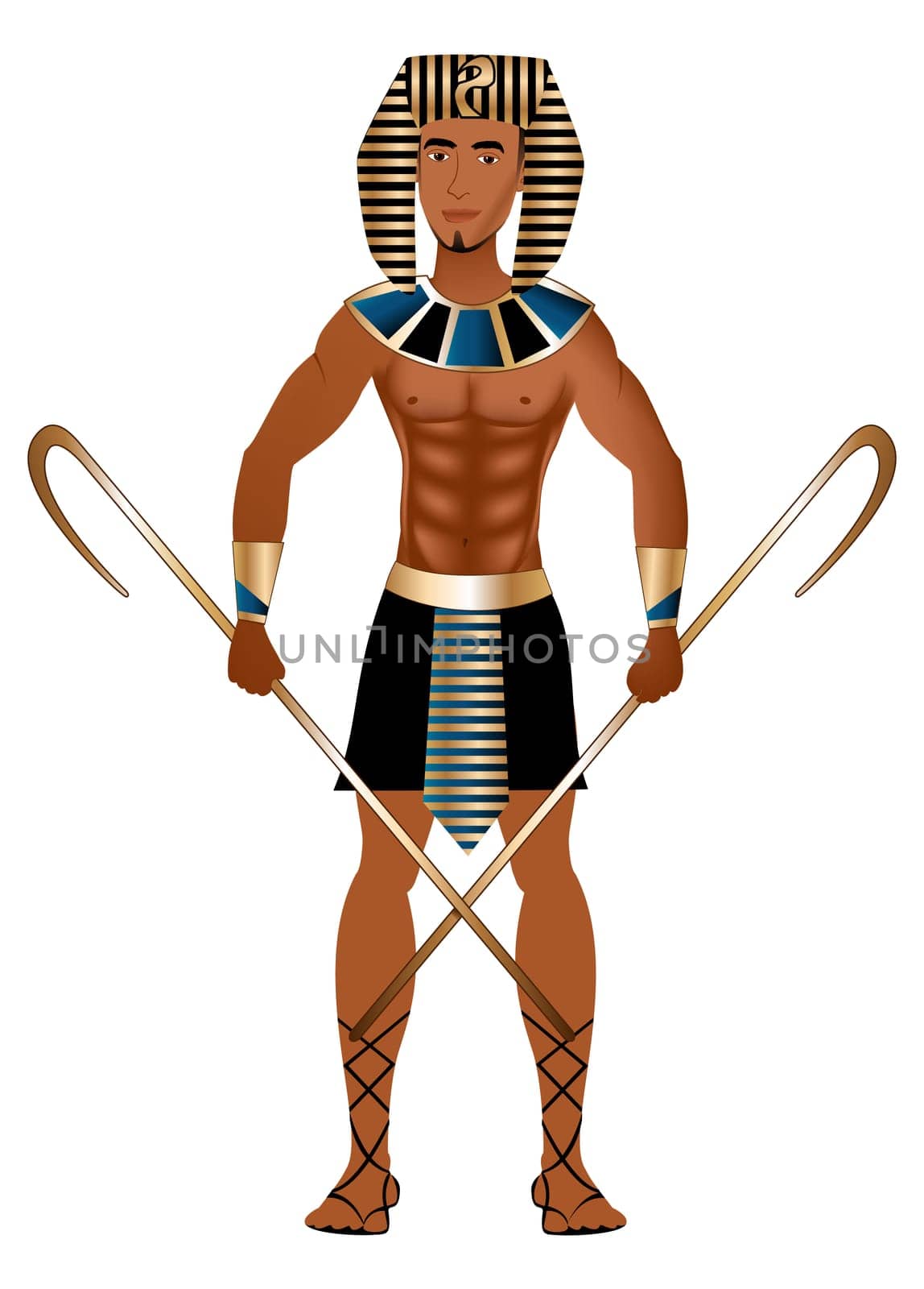 Vector Illustration of a man dressed in Egyptian Carnival Halloween Costume.