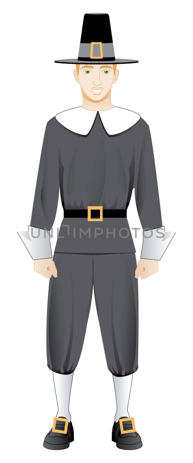 Vector Illustration for Thanksgiving of a Pilgrim Man.