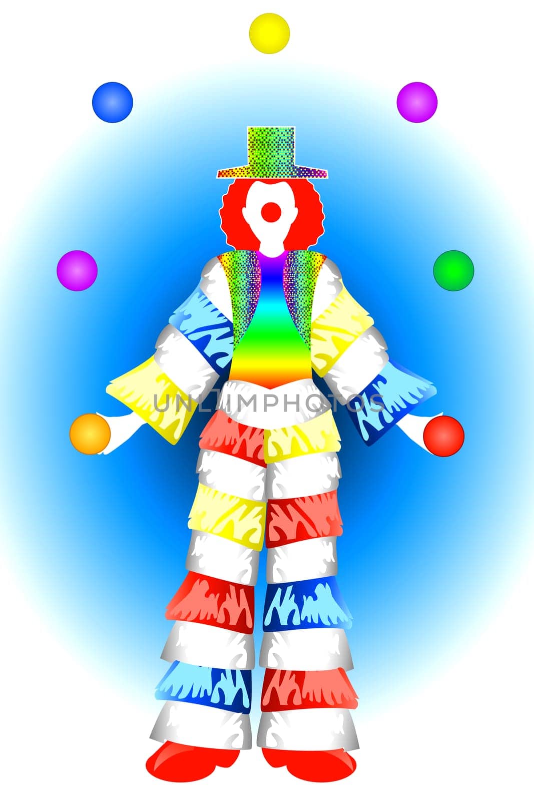 Vector Illustration of a Clown Man Costume Juggling.