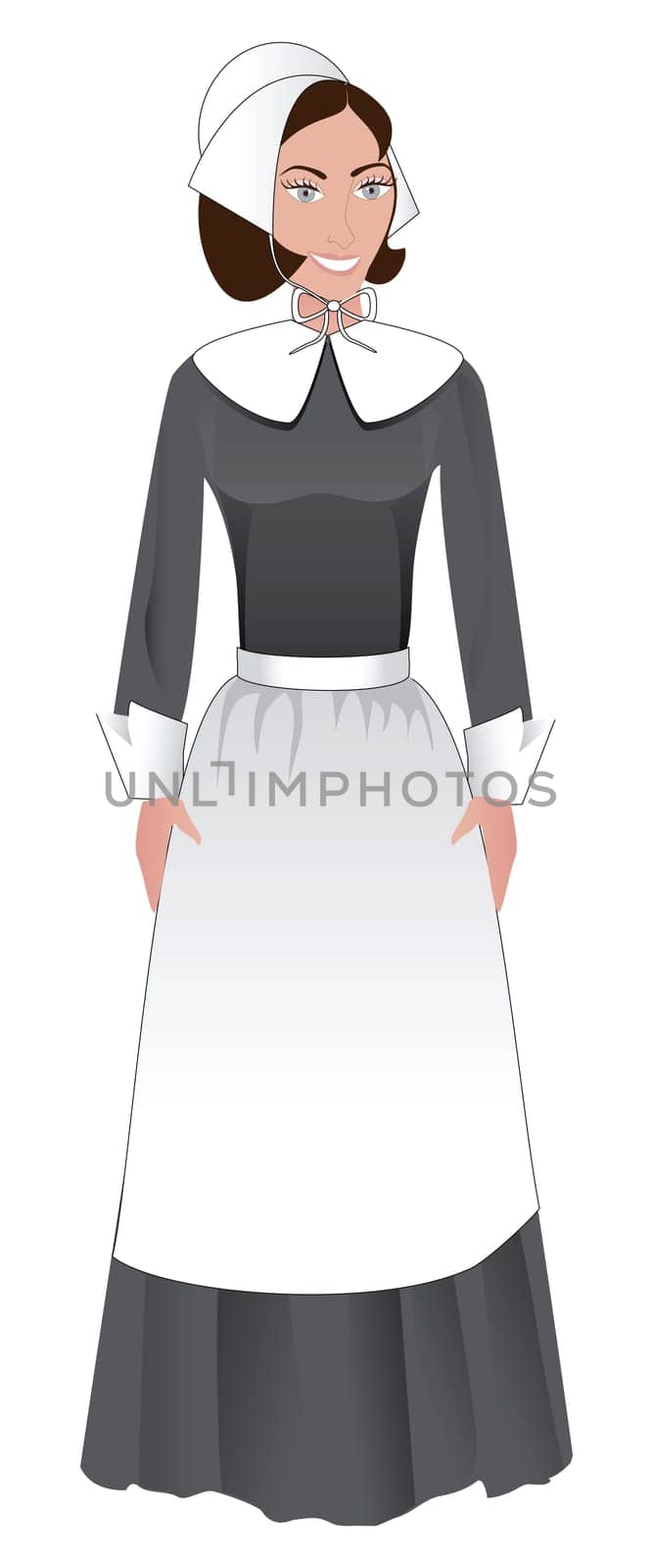 Vector Illustration for Thanksgiving of a Pilgrim Woman.
