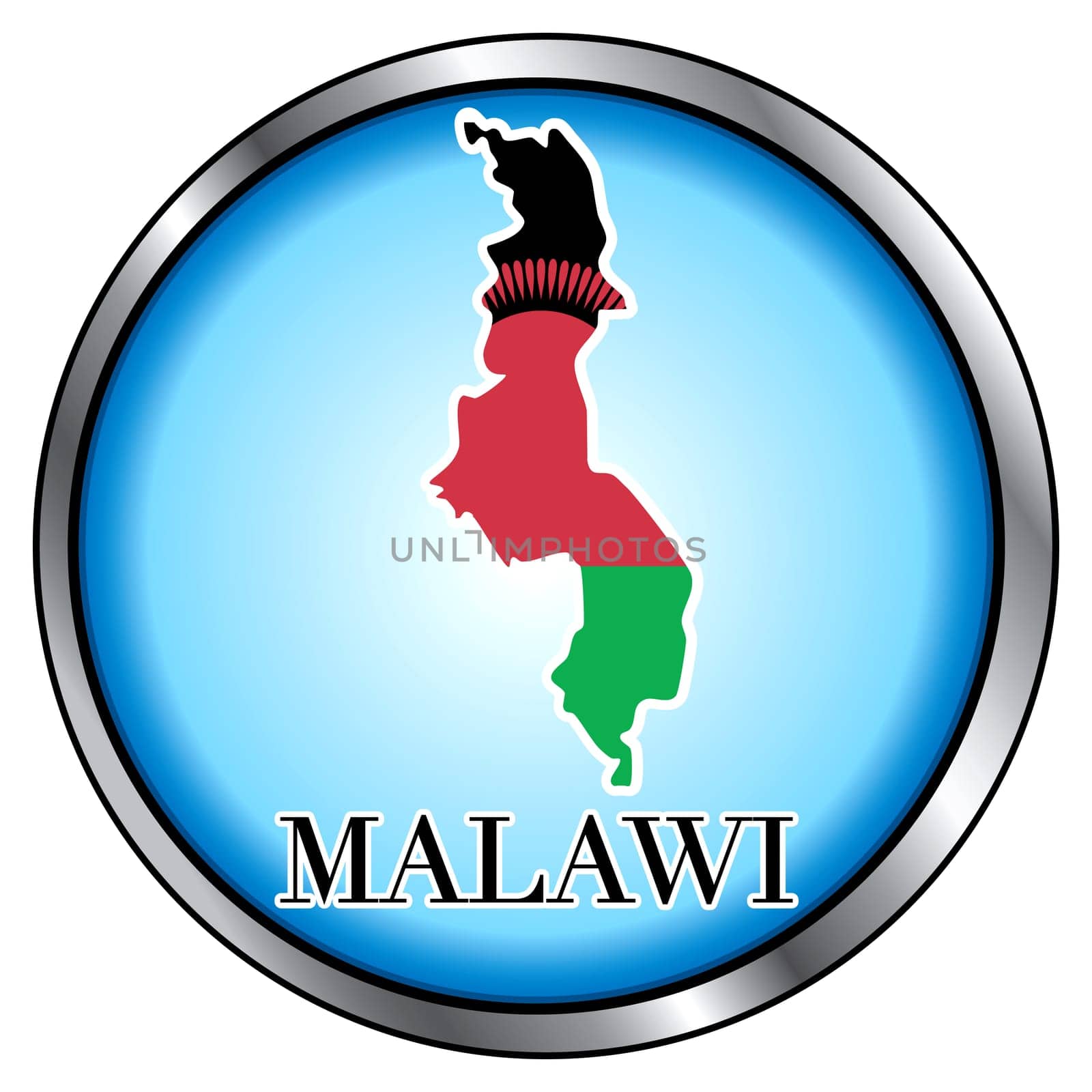 Vector Illustration for Malawi, Round Button.