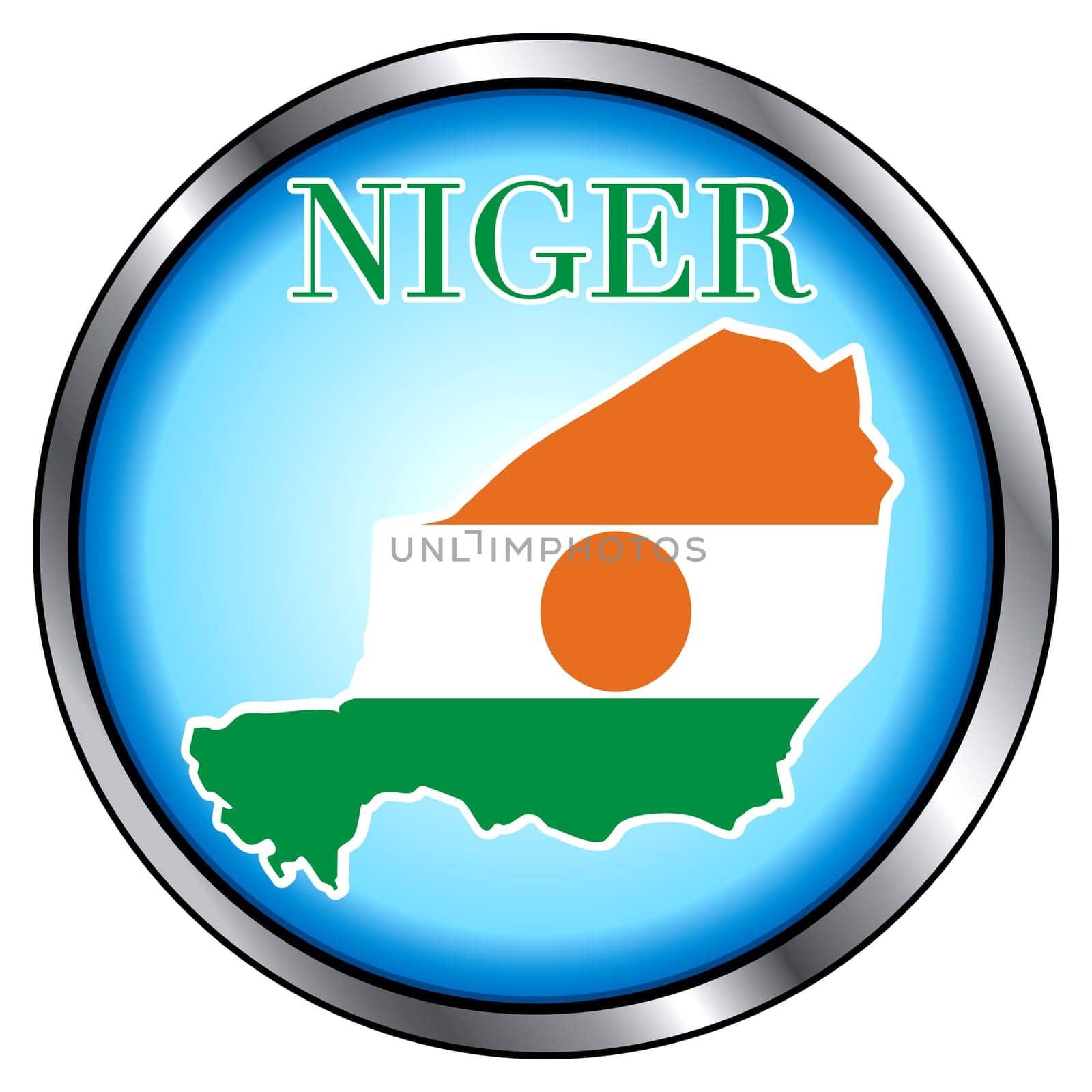 Vector Illustration for Niger, Round Button.