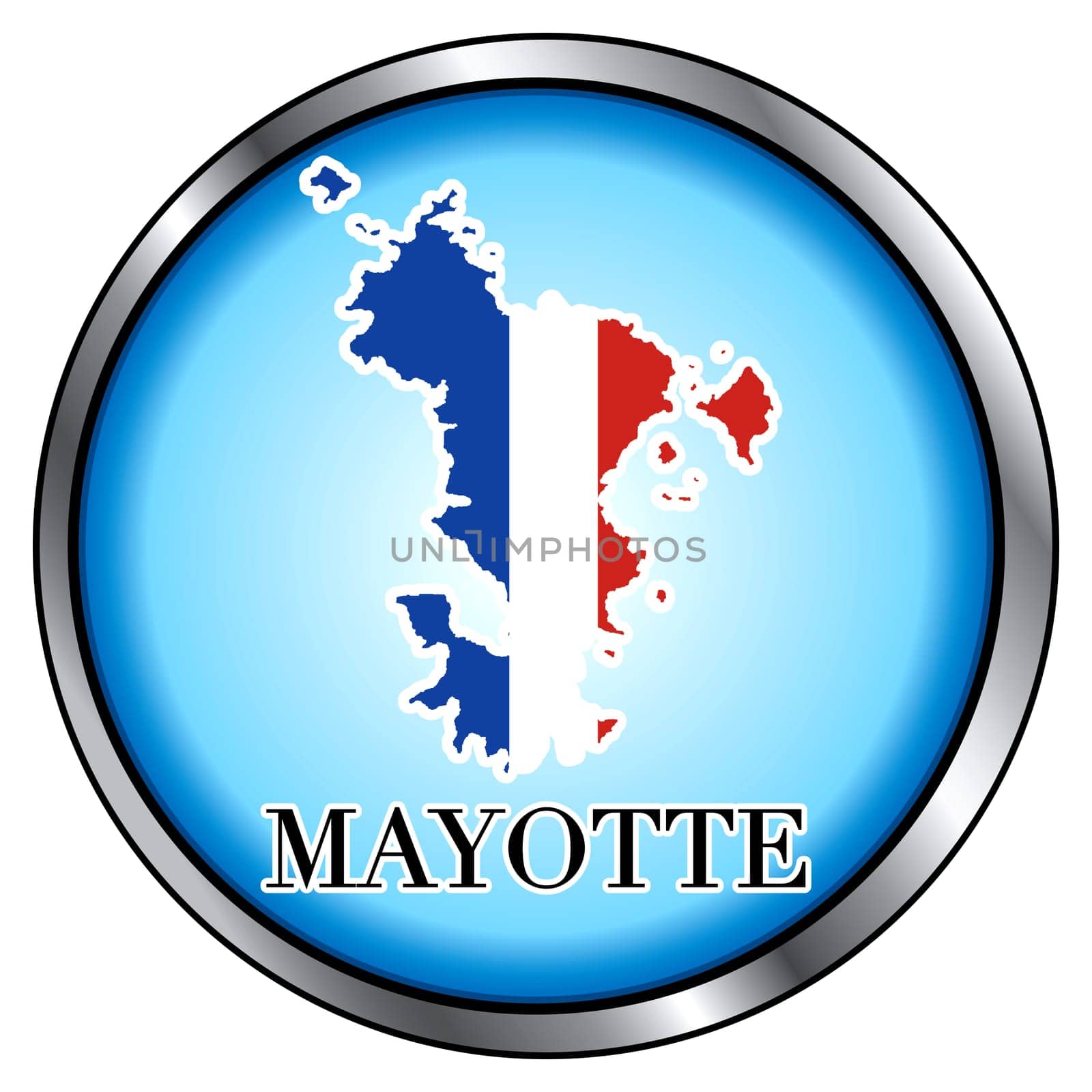 Vector Illustration for Mayotte, Round Button.