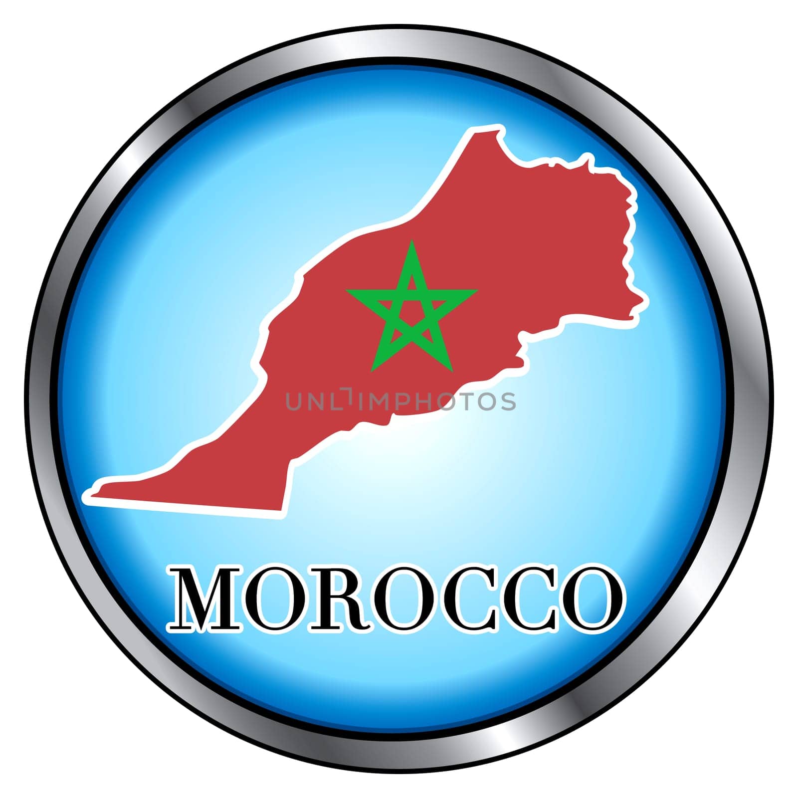 Vector Illustration for Morocco, Round Button.