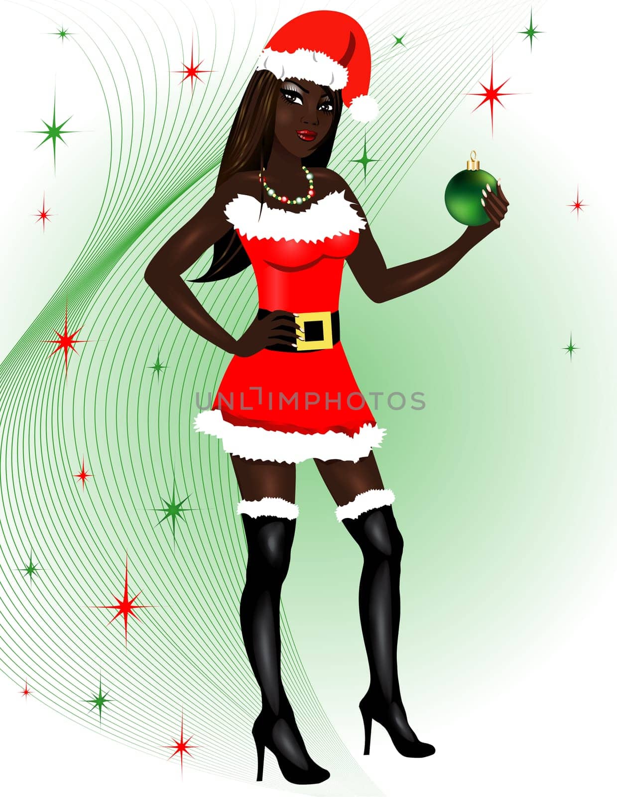 Vector Illustration for Christmas of a dressed up Sexy Santa Costume.