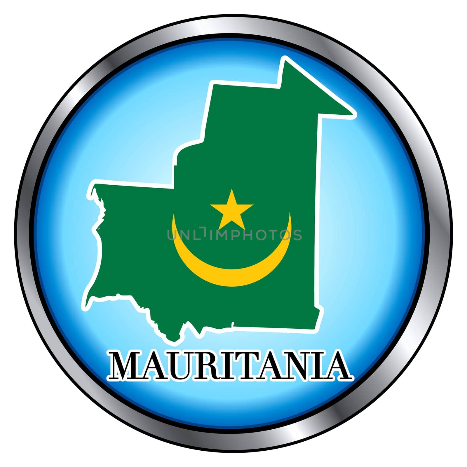 Vector Illustration for Mauritania, Round Button.