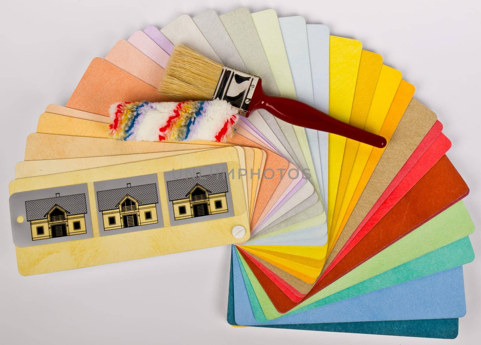 color swatch with paint brush and roller