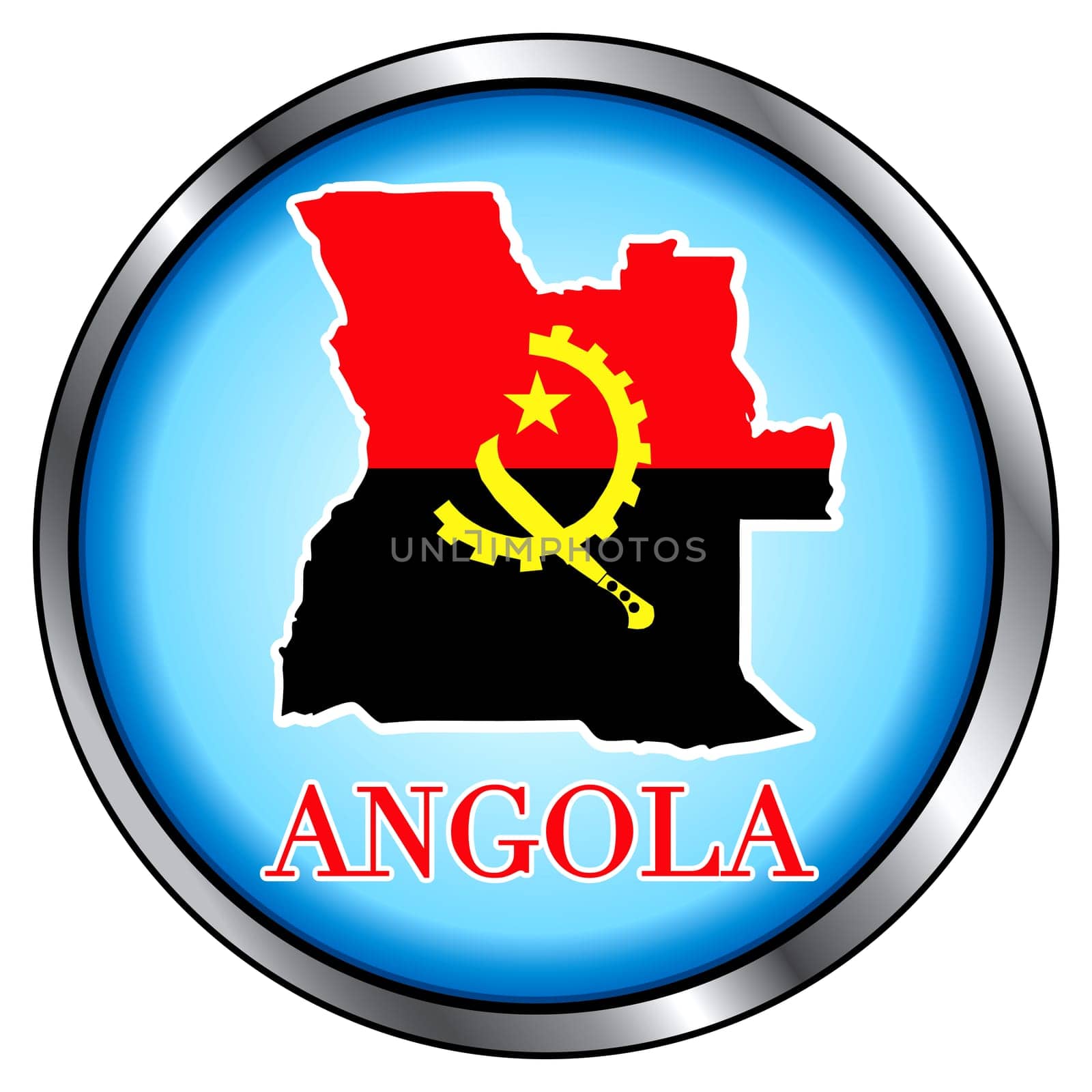 Vector Illustration for Angola, Round Button.