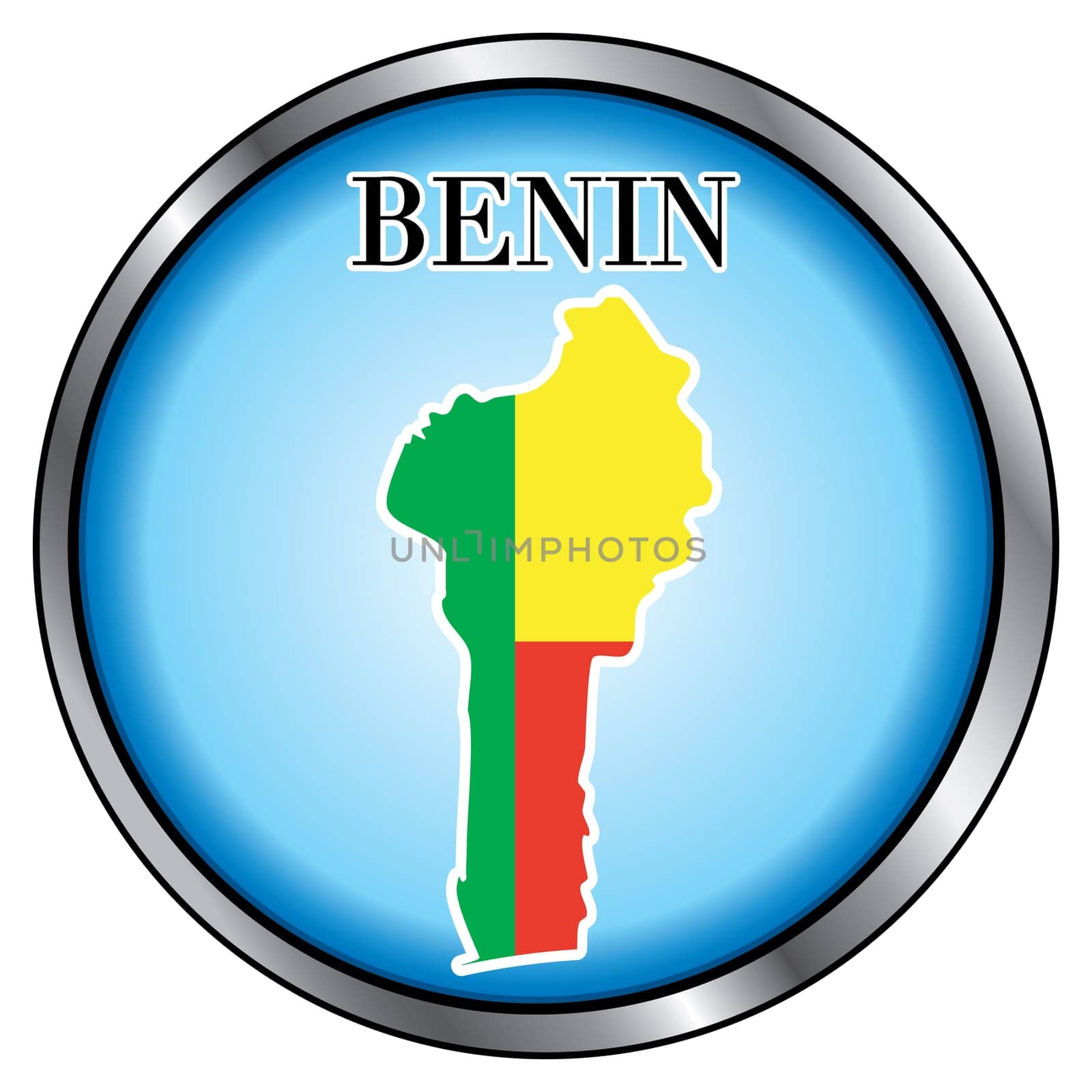 Vector Illustration for Benin, Round Button.