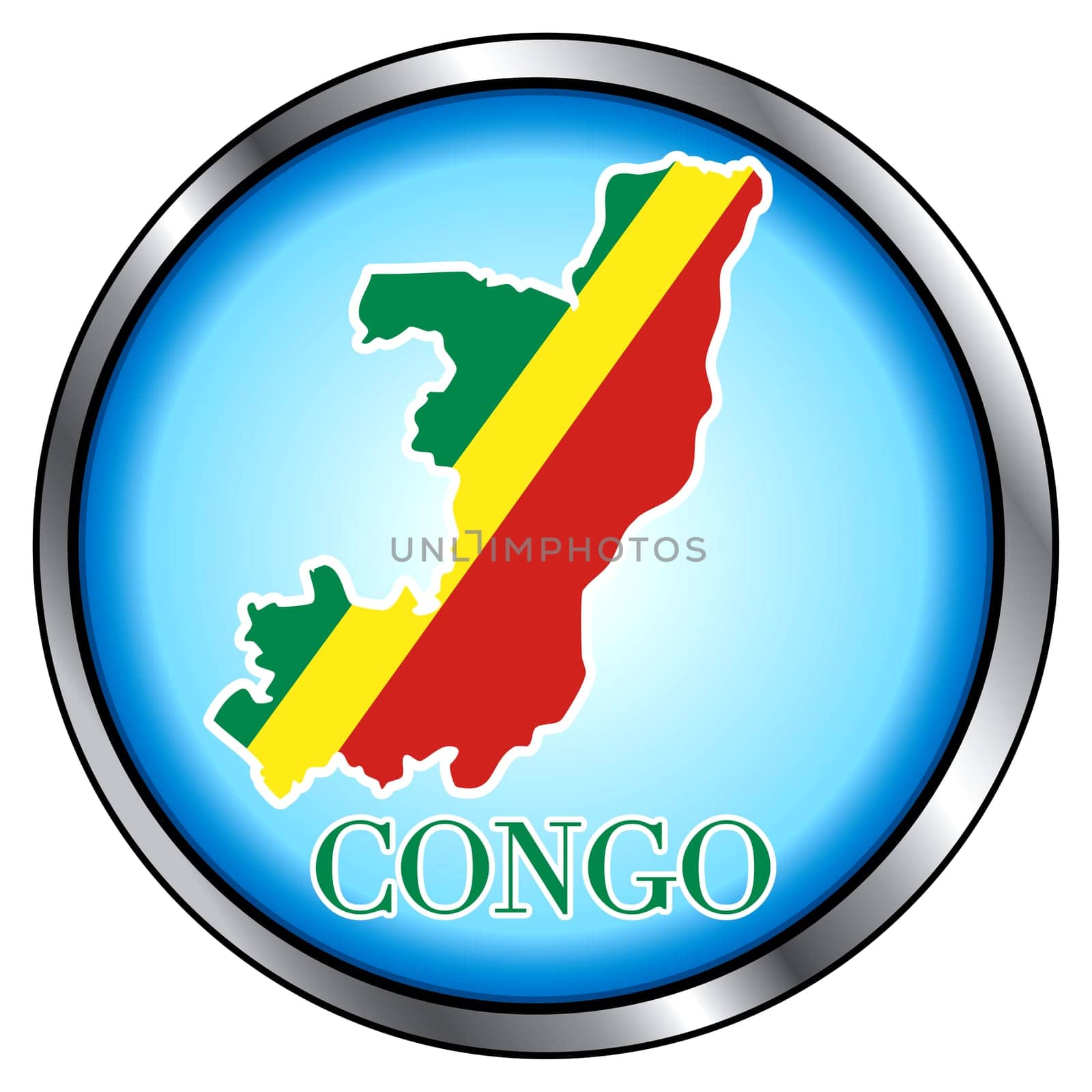 Vector Illustration for Congo, Round Button.