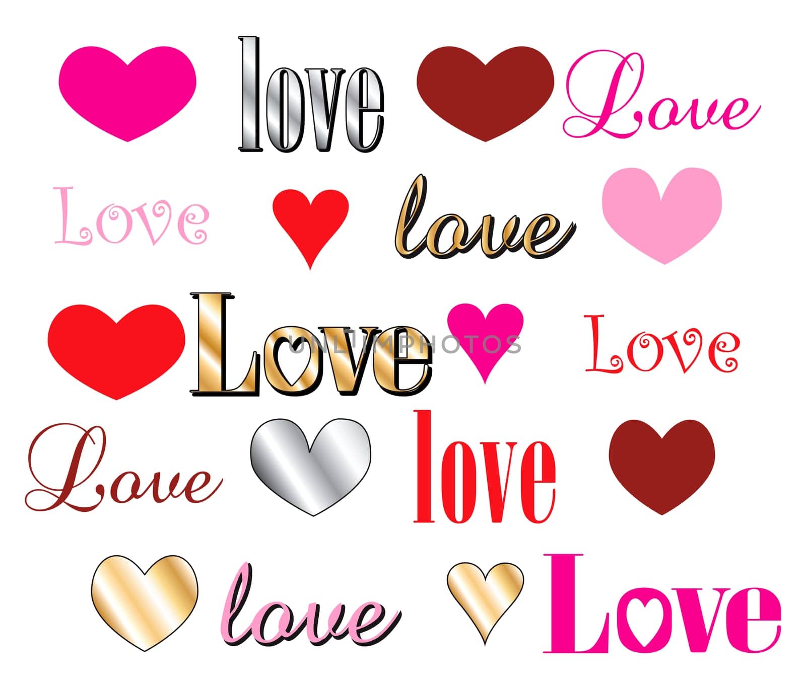 Vector Illustration for Valentines Day. Love Heart Fonts.